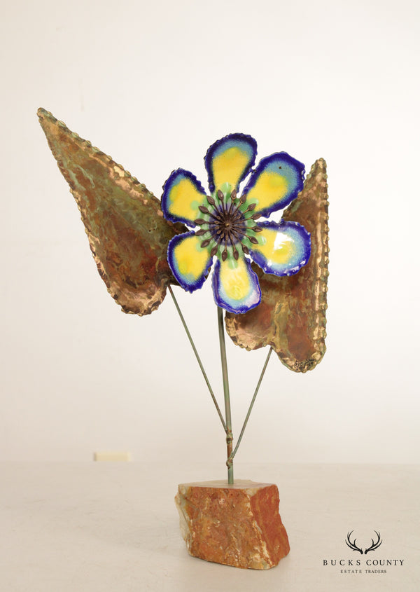 Curtis Jere 1960s Modern Floral Enameled Sculpture
