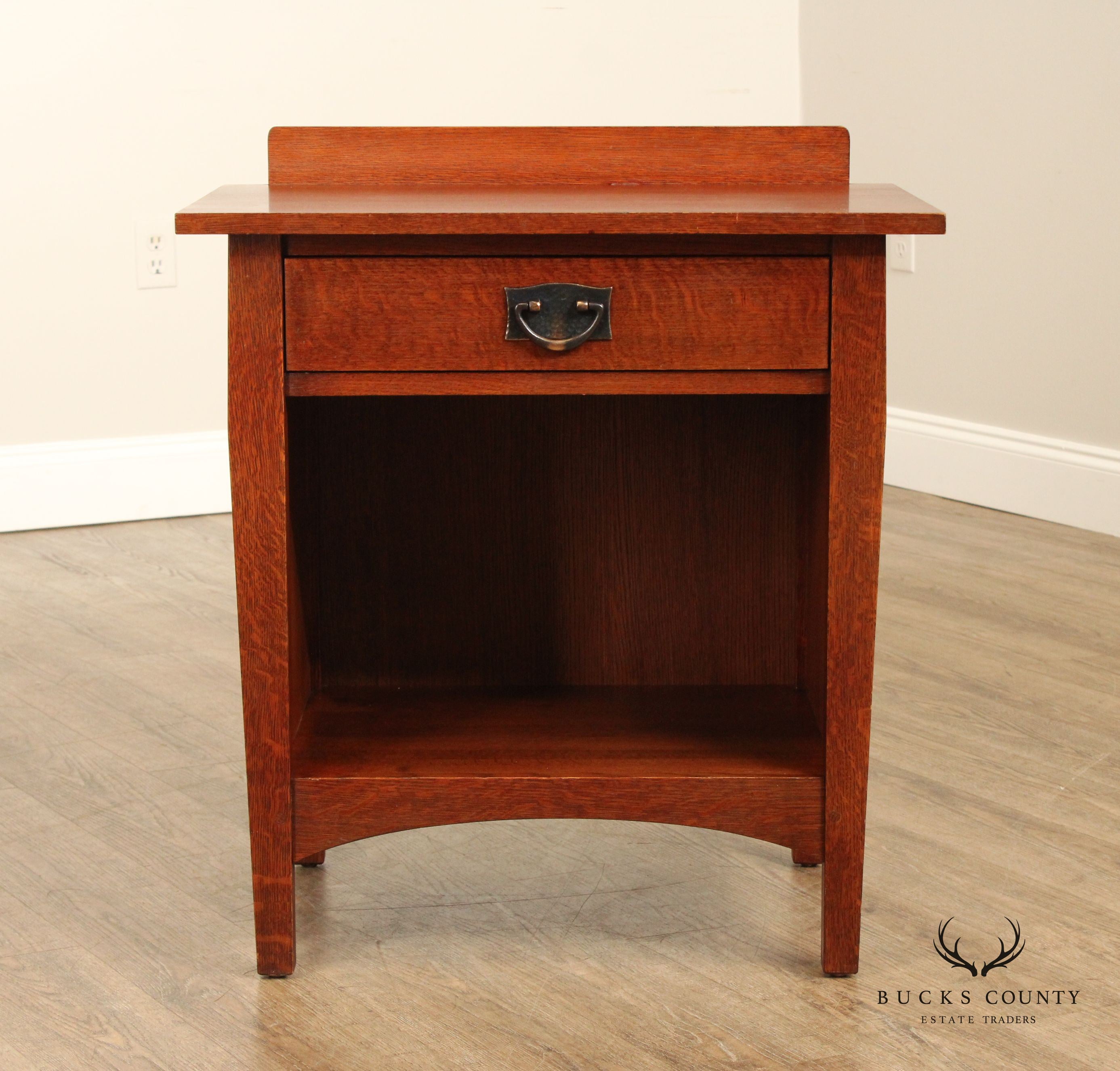 Stickley Mission Collection Oak Single Drawer Open Nightstand