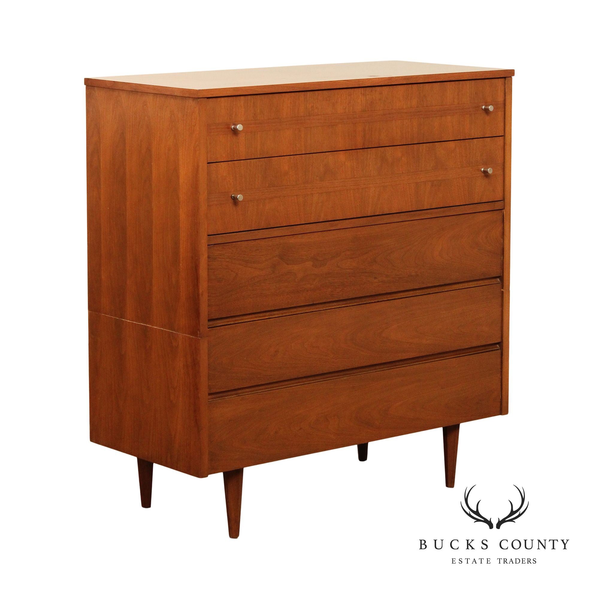 Mid Century Modern Walnut Highboy Chest of Drawers