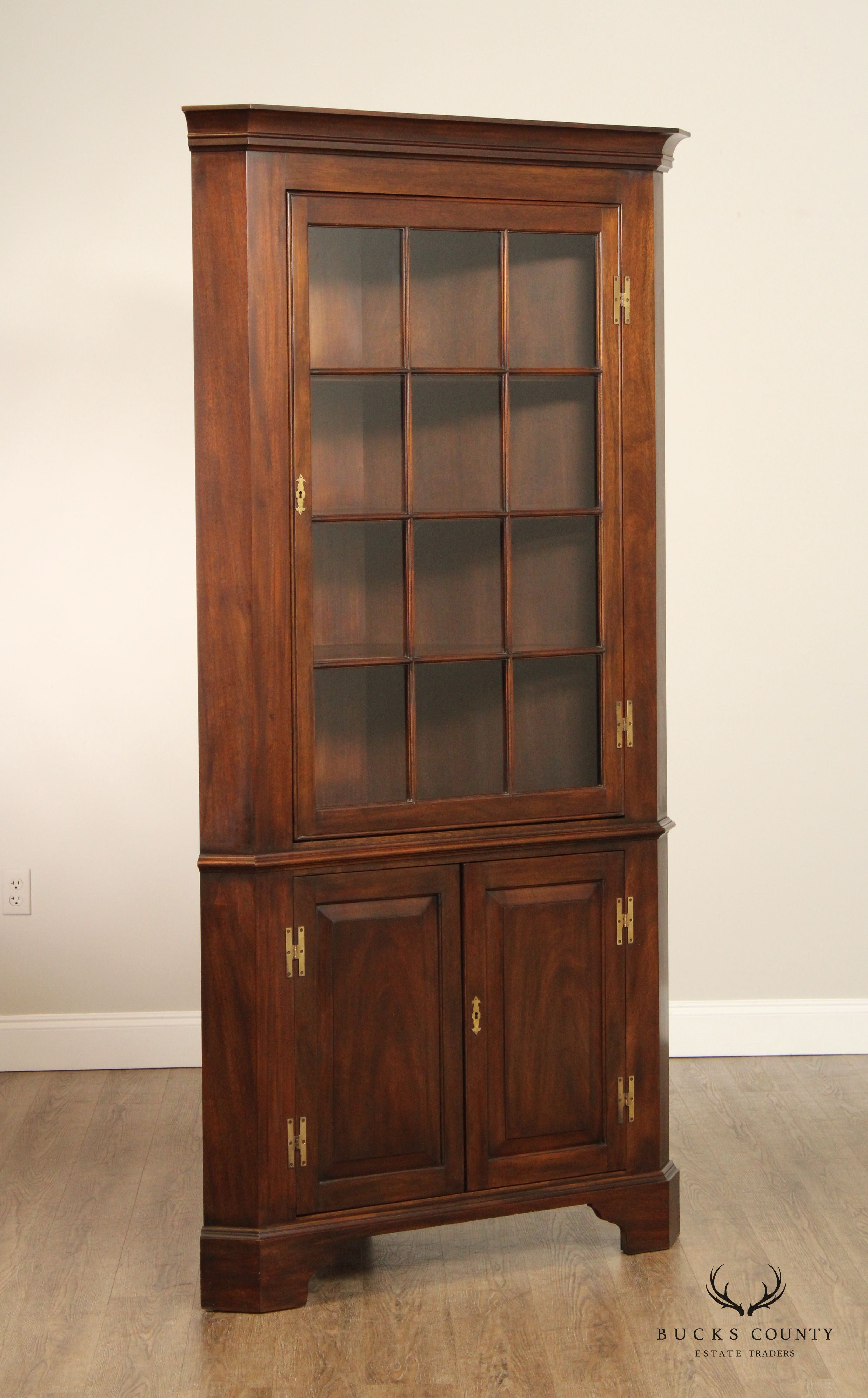 Henkel Harris Chippendale Style Mahogany Corner Cupboard