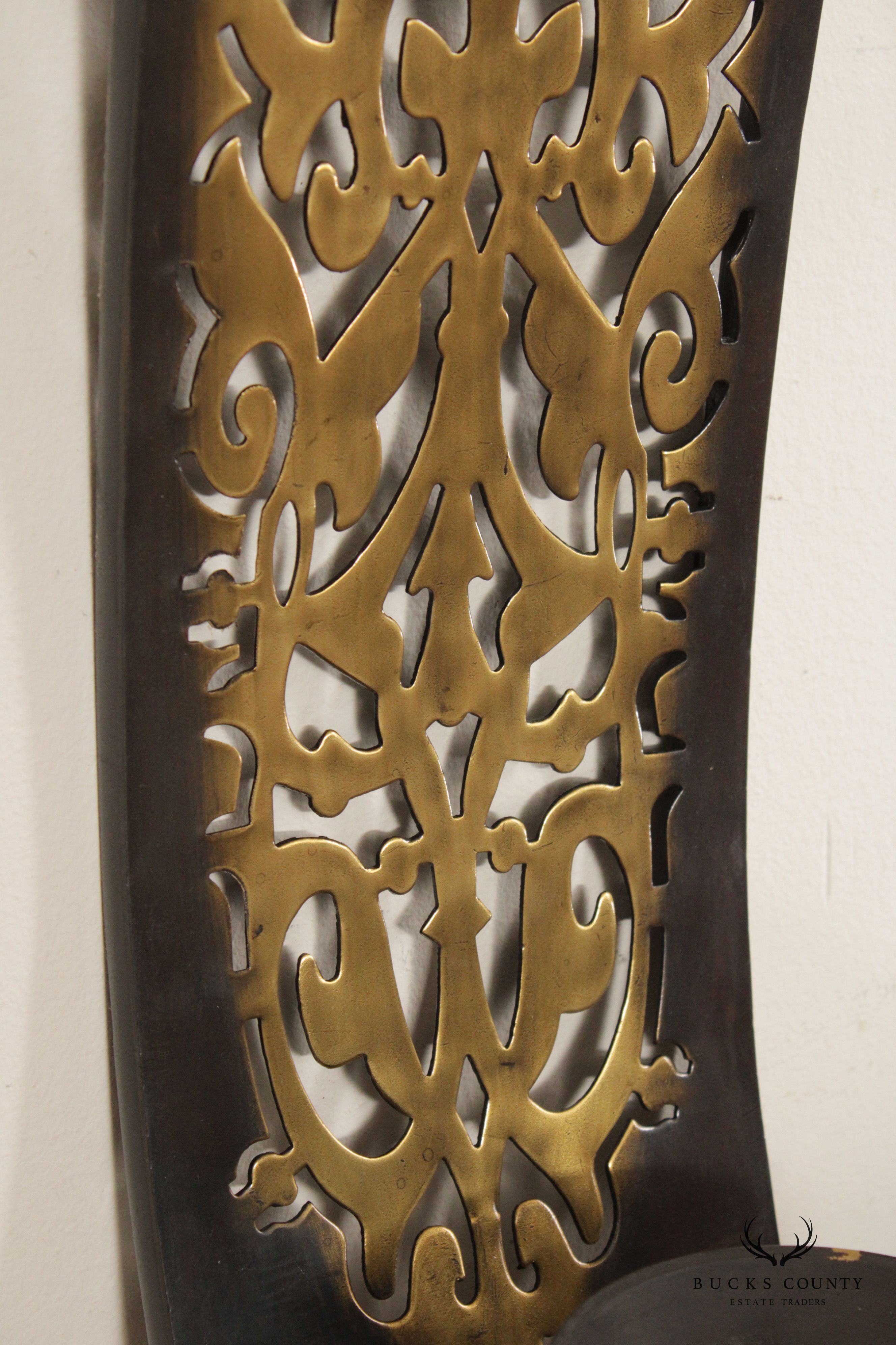 Bombay Company Pair Pierced Brass Candle Wall Sconces