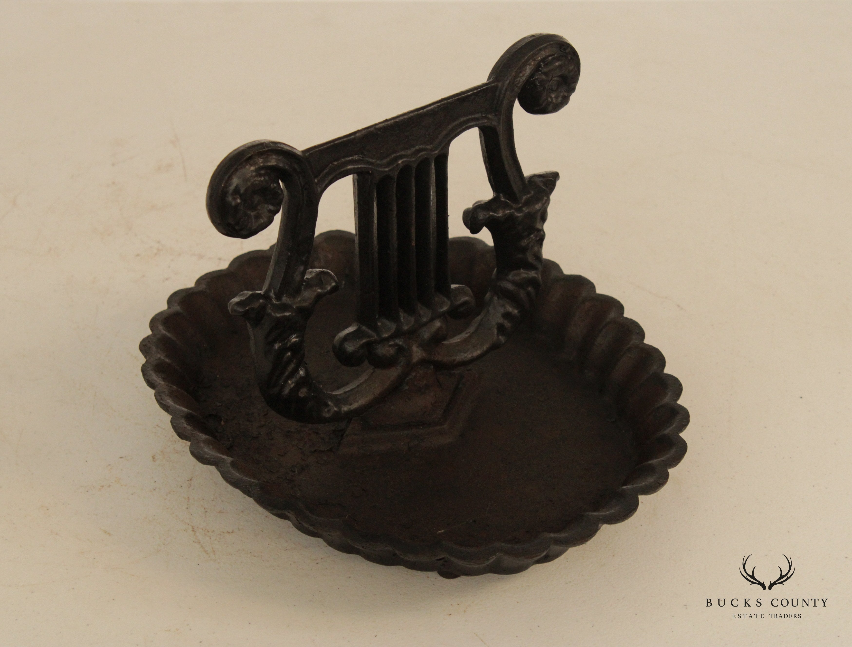 Antique Painted Cast Iron Lyre Form Boot Scraper