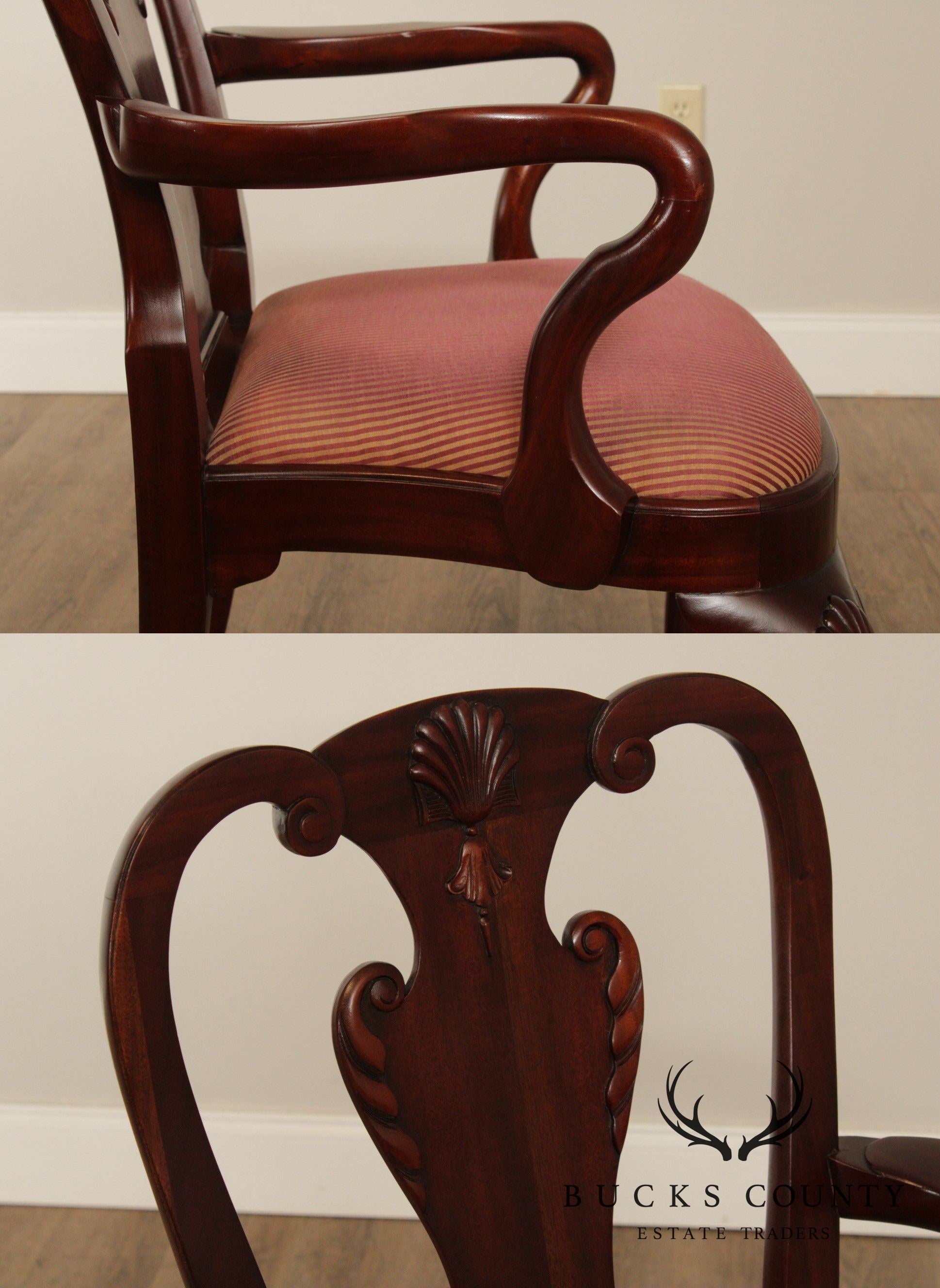 Maitland Smith Georgian Style Set 8 Solid Mahogany Dining Chairs