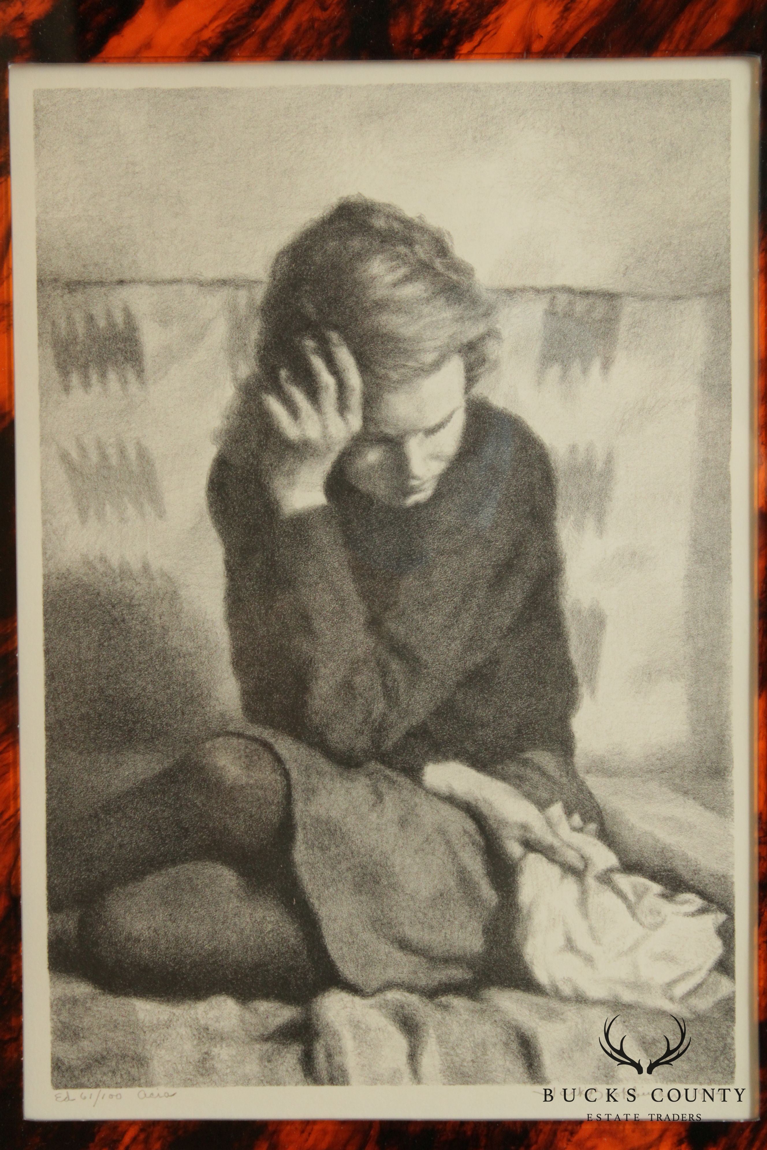 Jack Bookbinder Pencil Signed Lithograph of Seated Girl
