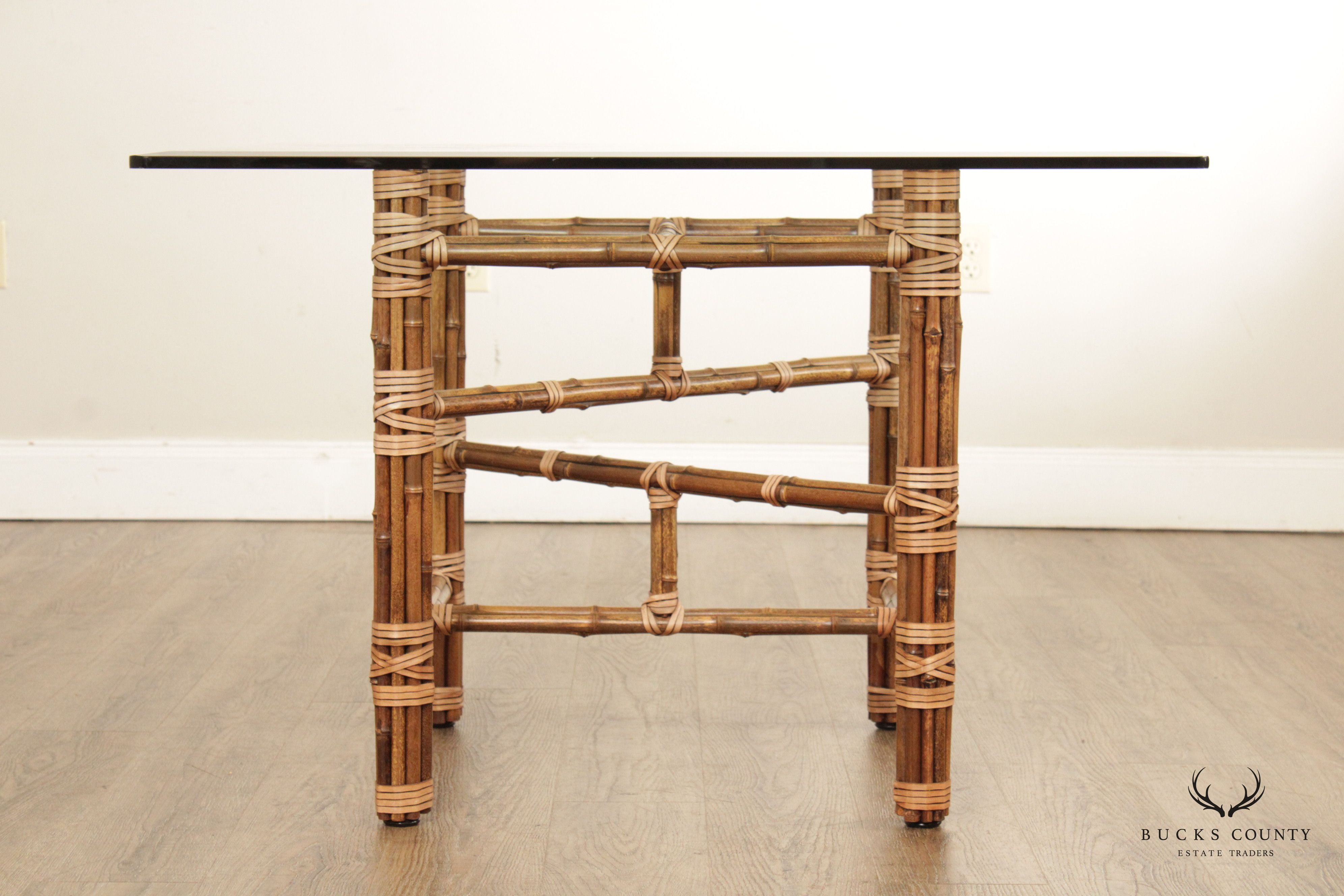 McGuire Bamboo and Glass Top Dining Table