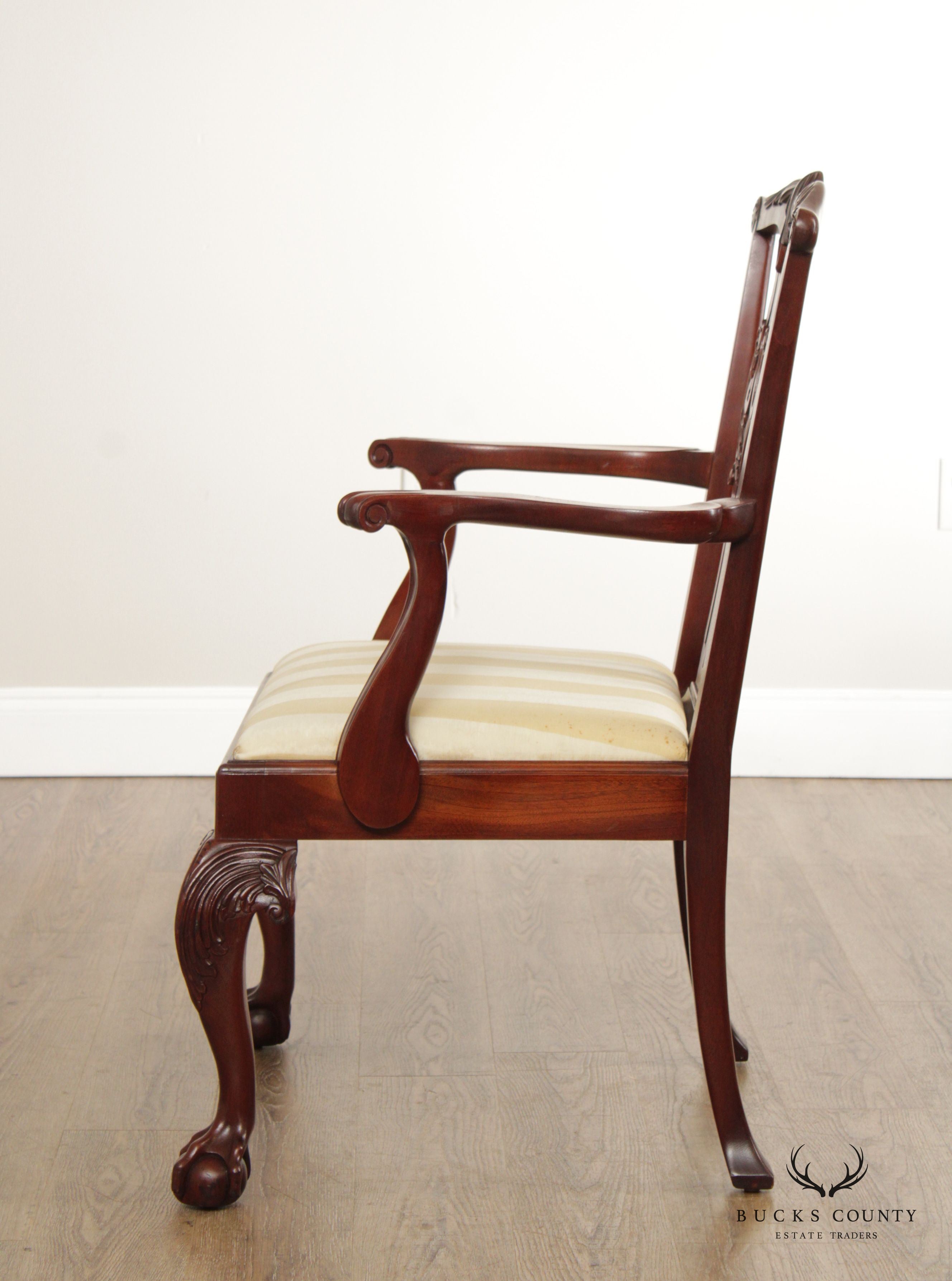 Baker Furniture Chippendale Style Carved Mahogany Armchair
