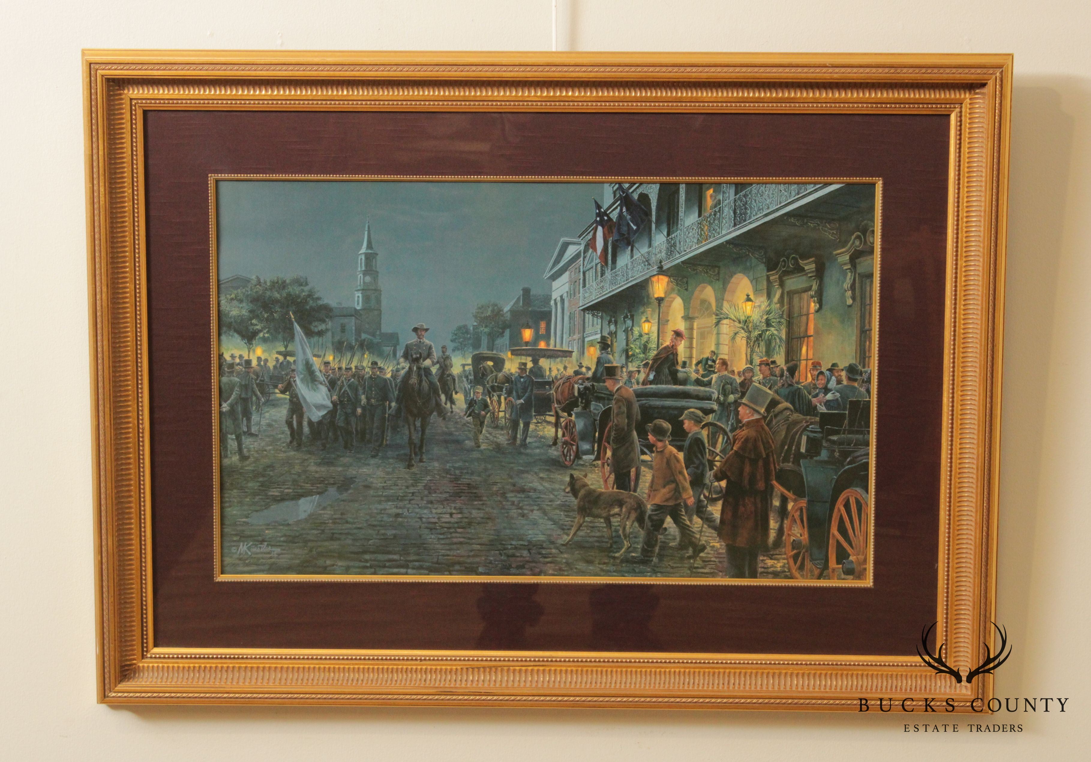 Vintage Civl War Lithograph, 'Charleston Autumn-1861' by Mort Künstler