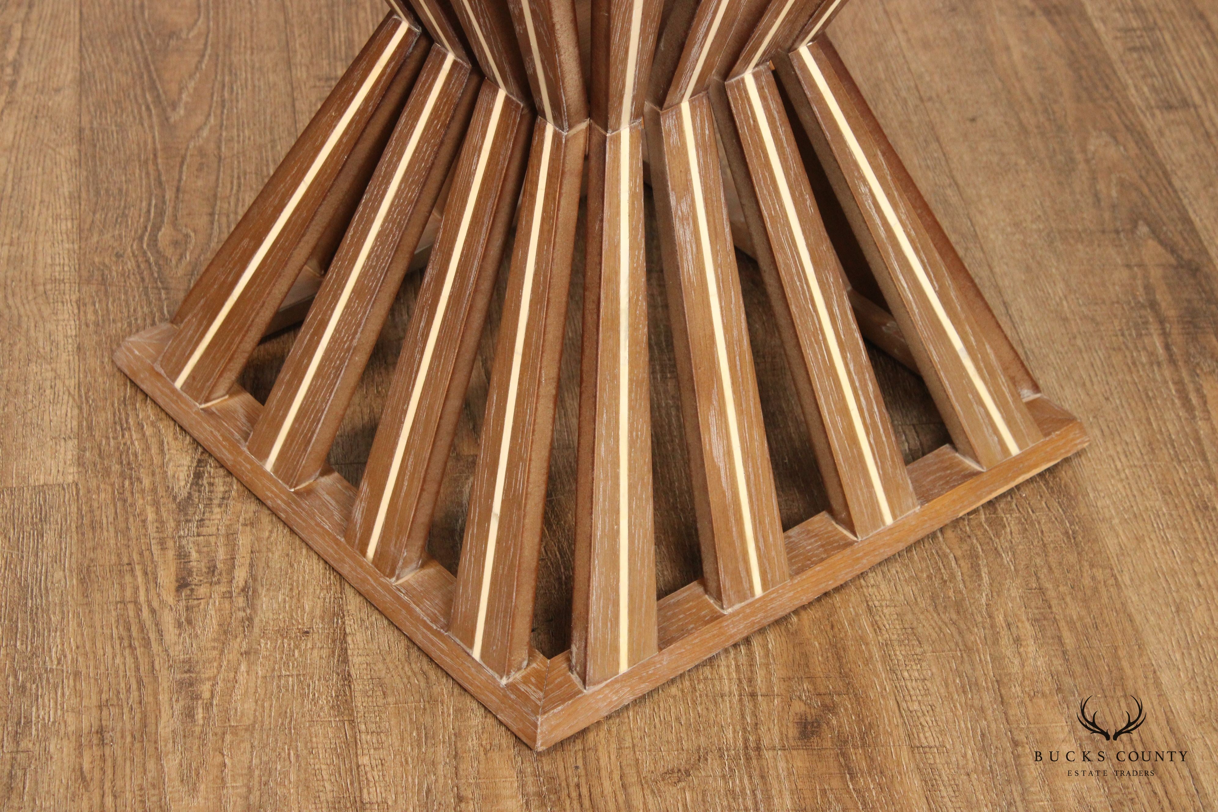 Contemporary Geometric Inlaid Oak Side Table