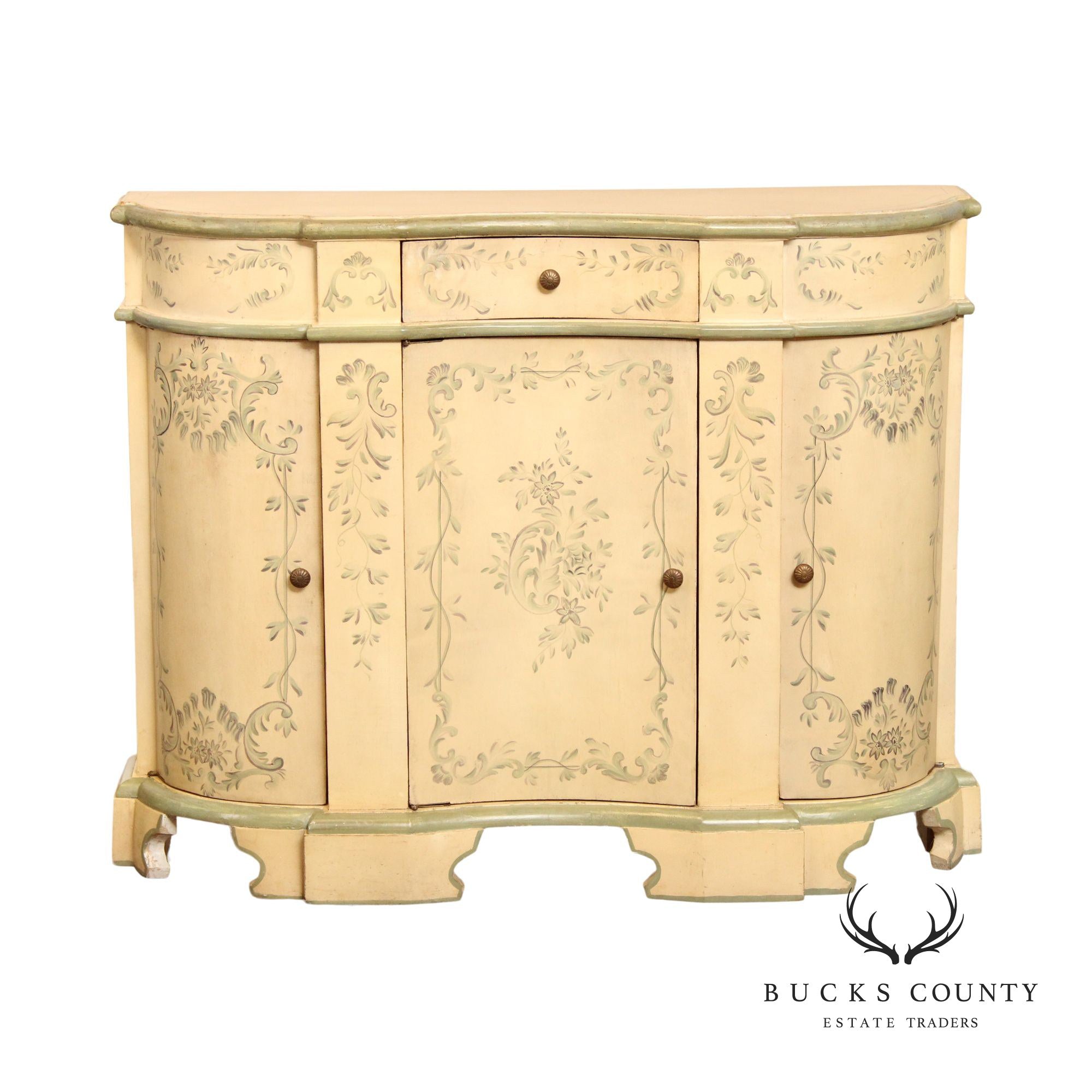 Italian Venetian Style Paint Decorated Serpentine Front Console