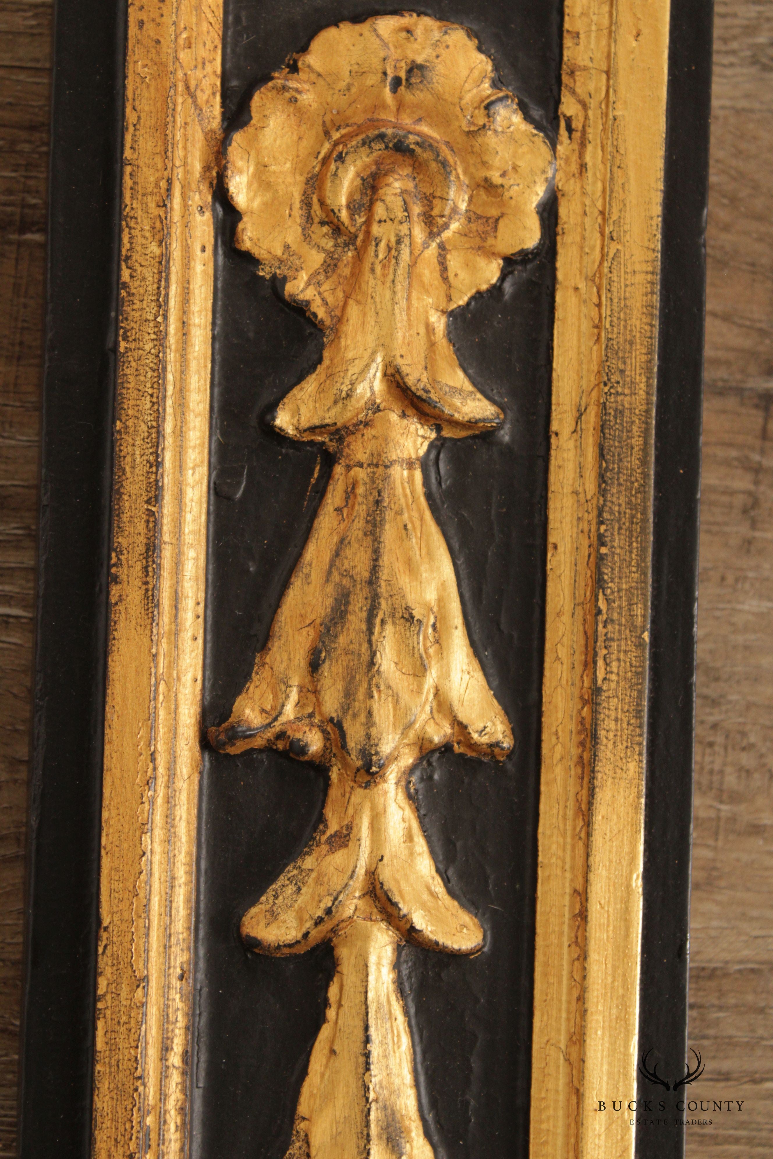 Egyptian Revival Style Pair of Partial Gilt Wall Sconces