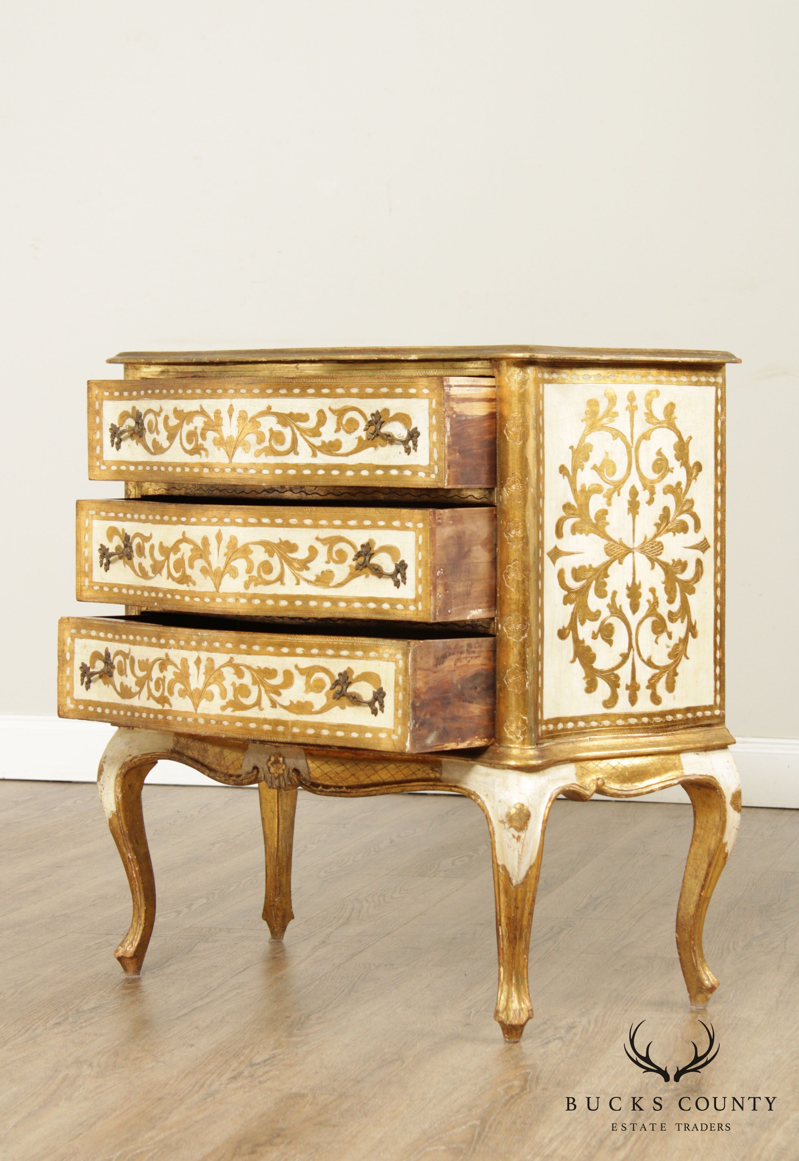 Italian Florentine Vintage Gilt Painted Chest of Drawers
