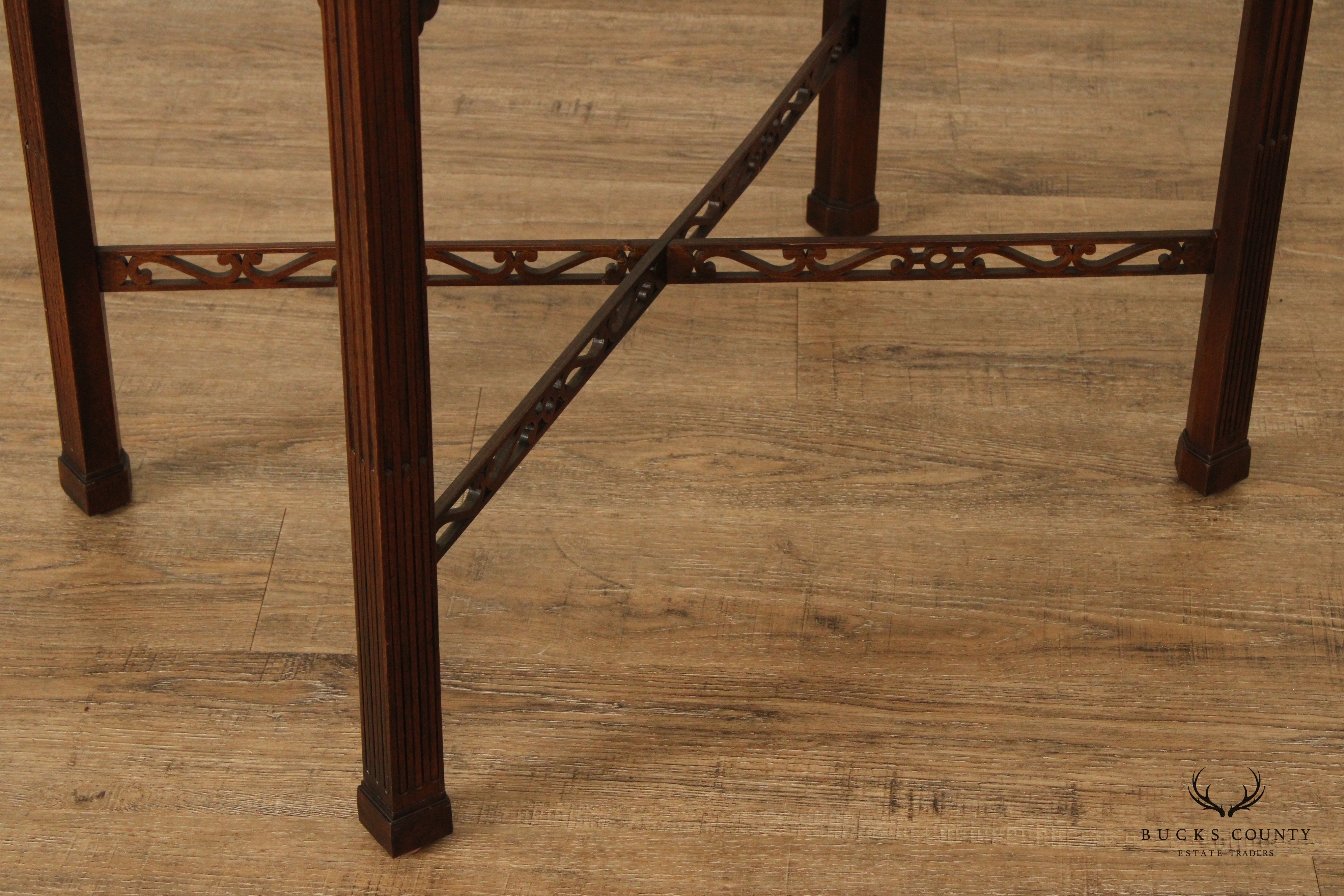 Chinese Chippendale Style Carved Mahogany Tea Table