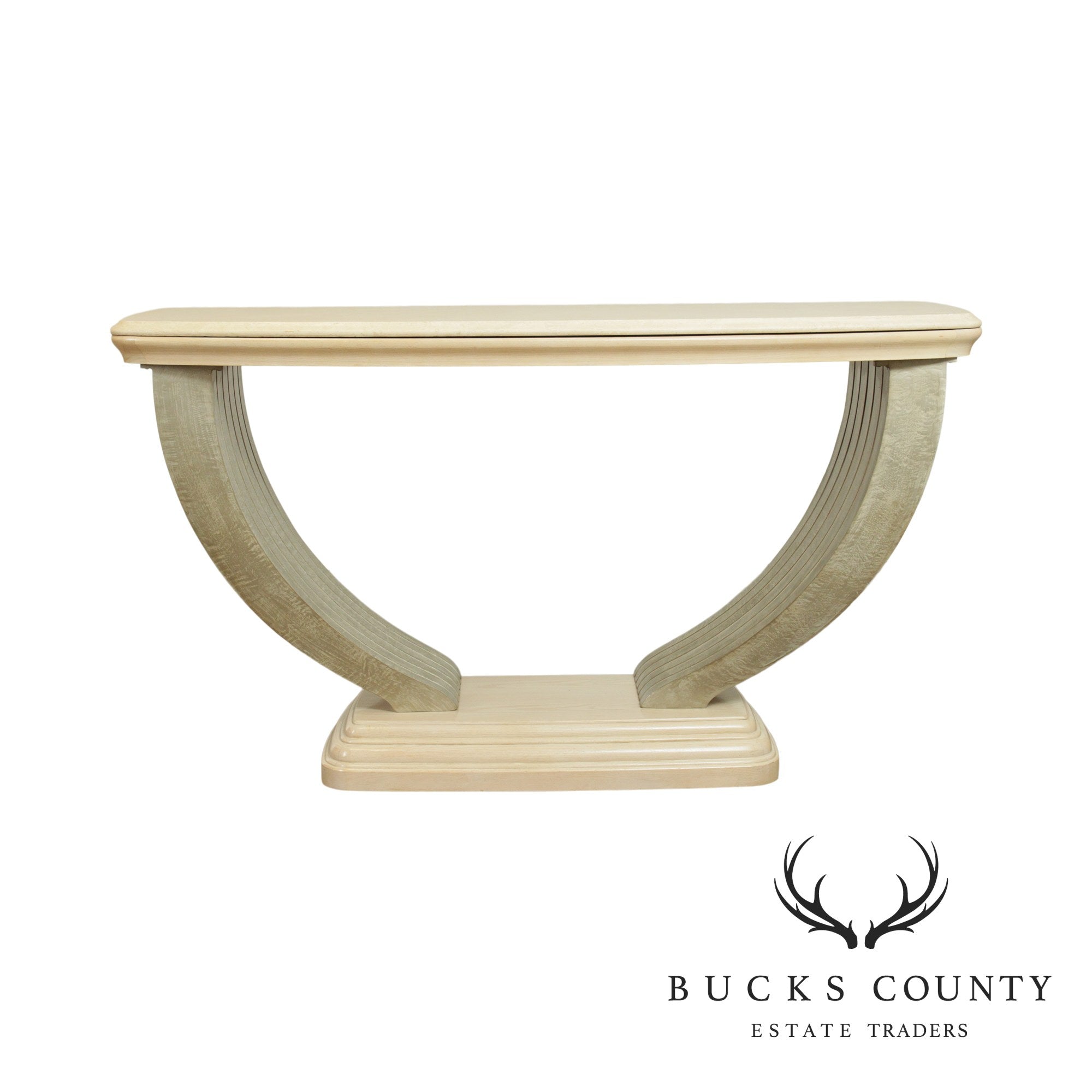 Large Postmodern Travertine Top Console Table