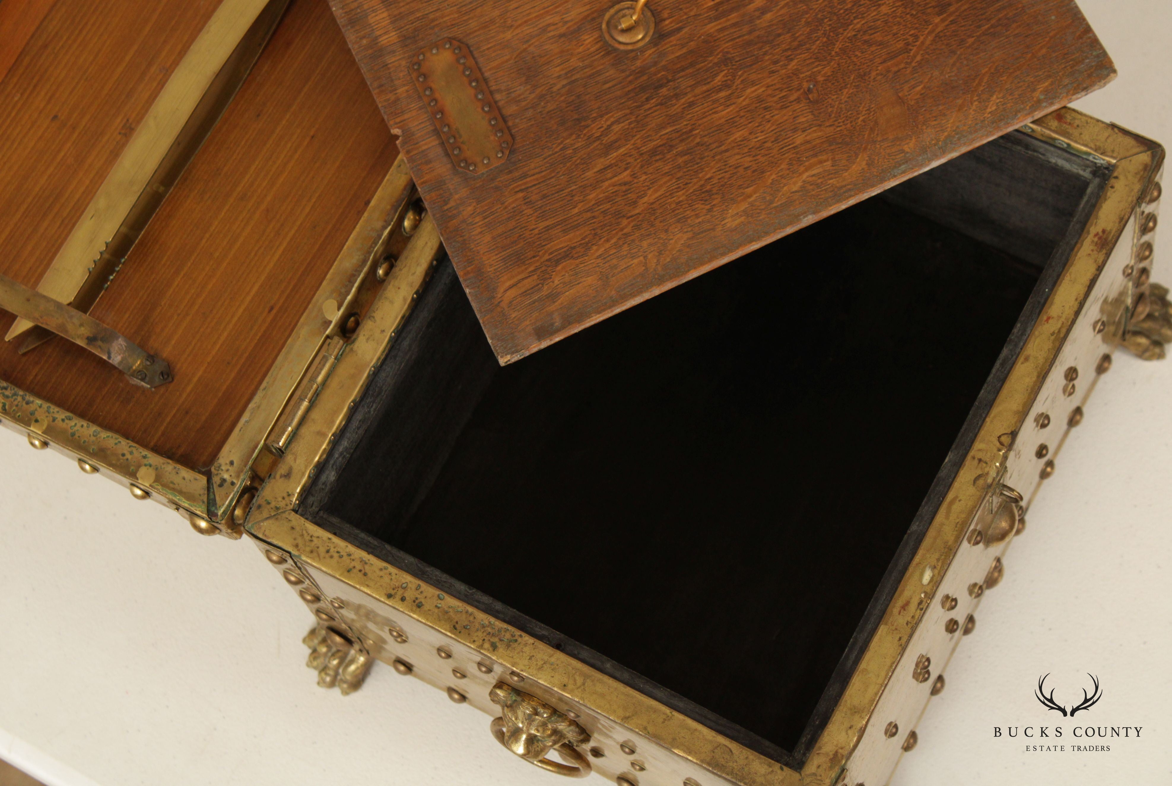 Antique Victorian Brass Fireplace Coal Bin