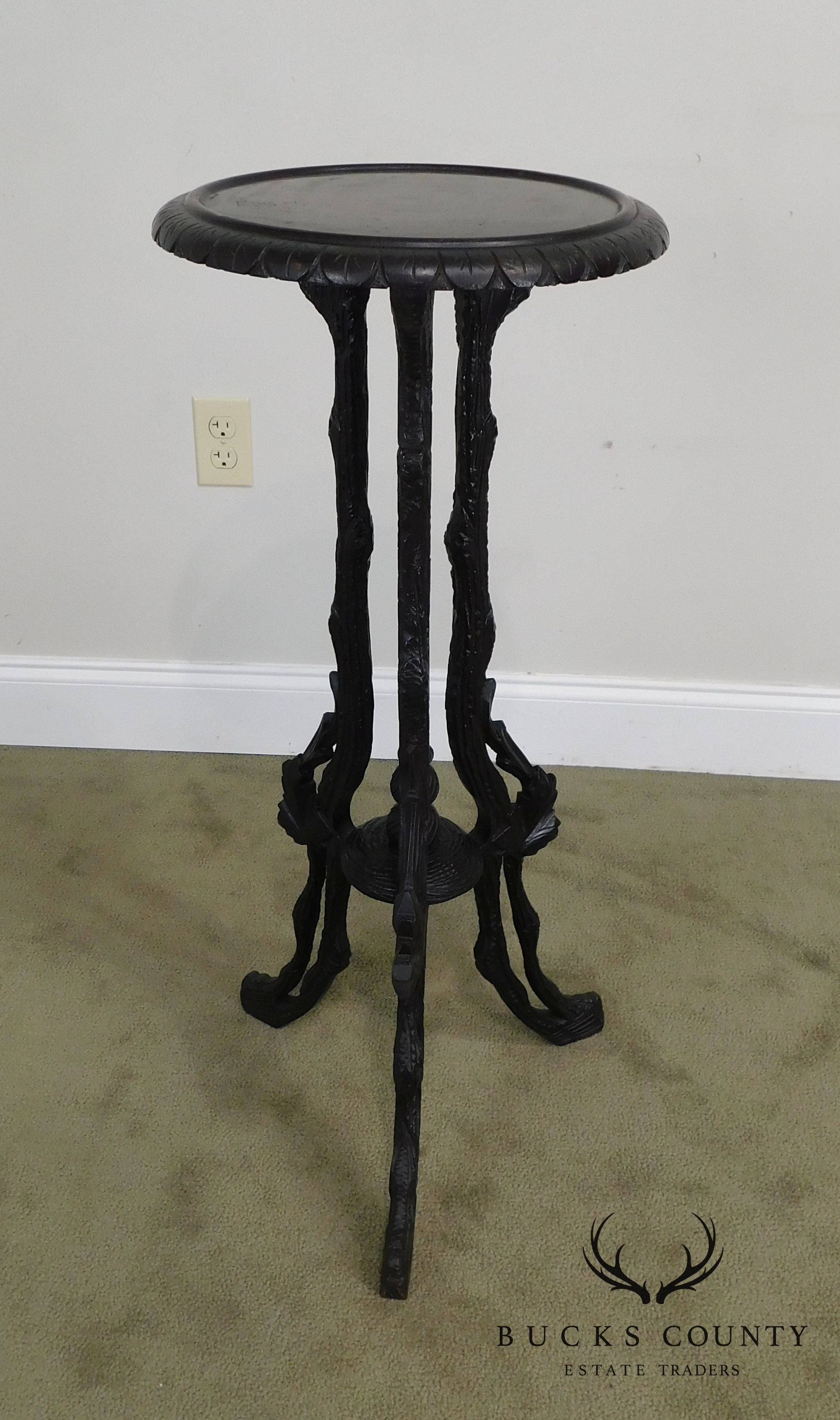 Faux Bois Antique Black Walnut Pedestal Table