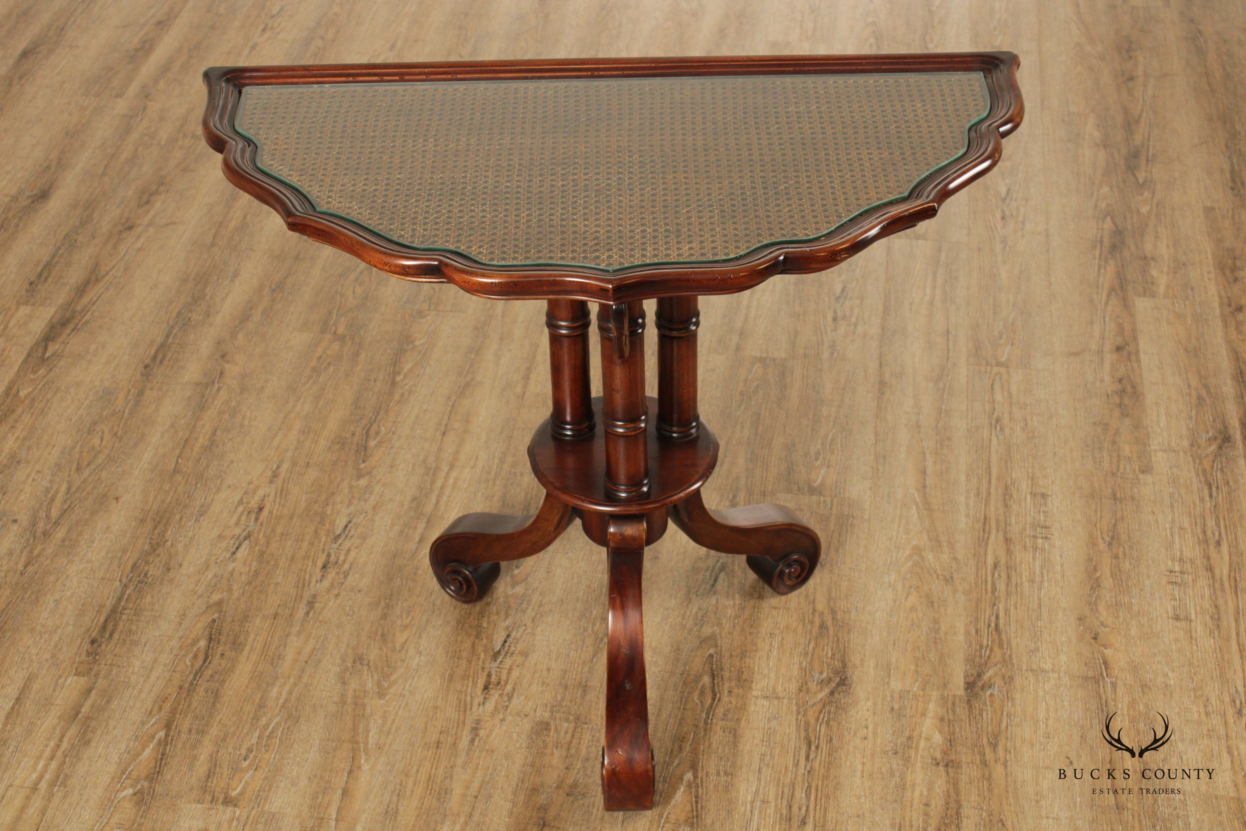 Georgian Style Mahogany Scalloped Edge Demilune Table