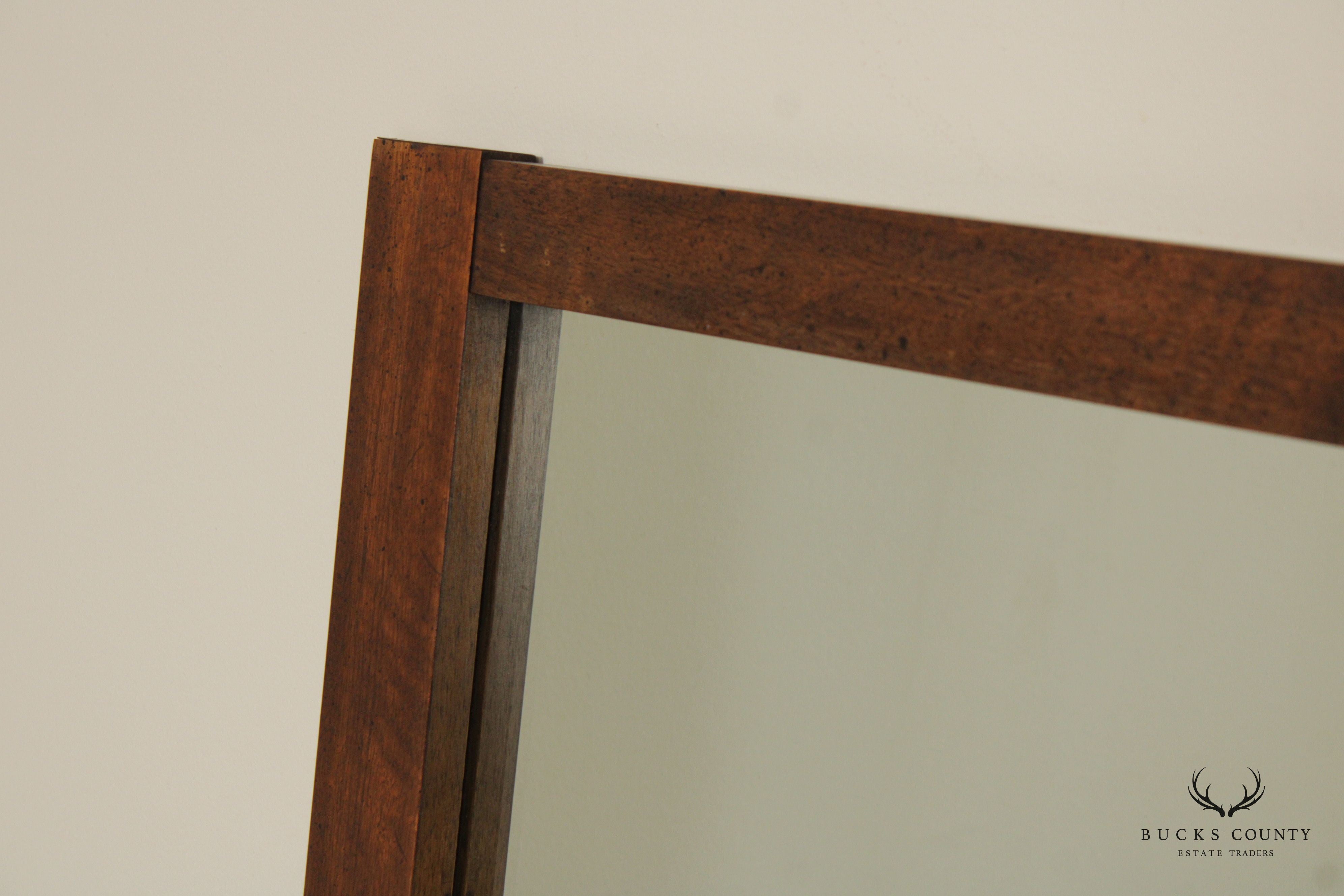 LANE VINTAGE BRUTALIST MID CENTURY WALNUT STACCATO DOUBLE MIRROR