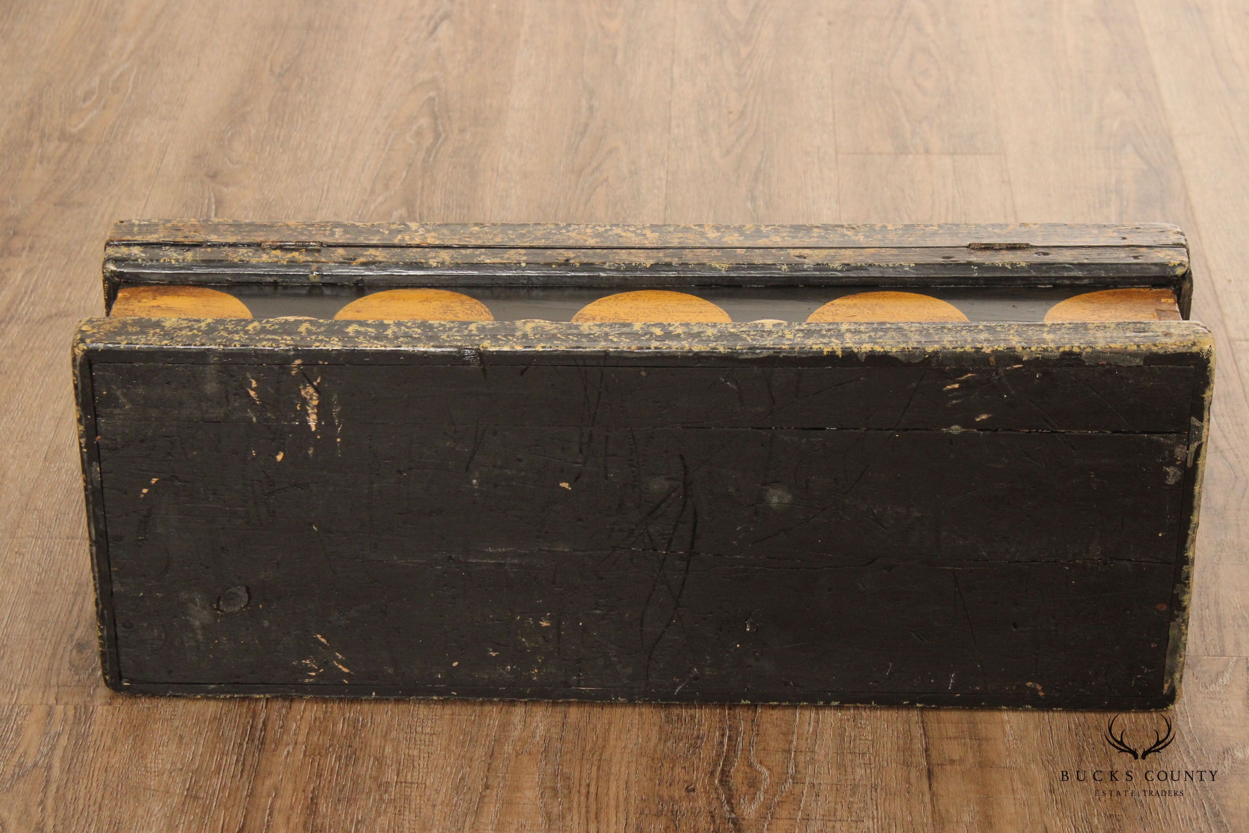 Antique Paint Decorated Wooden Storage Box