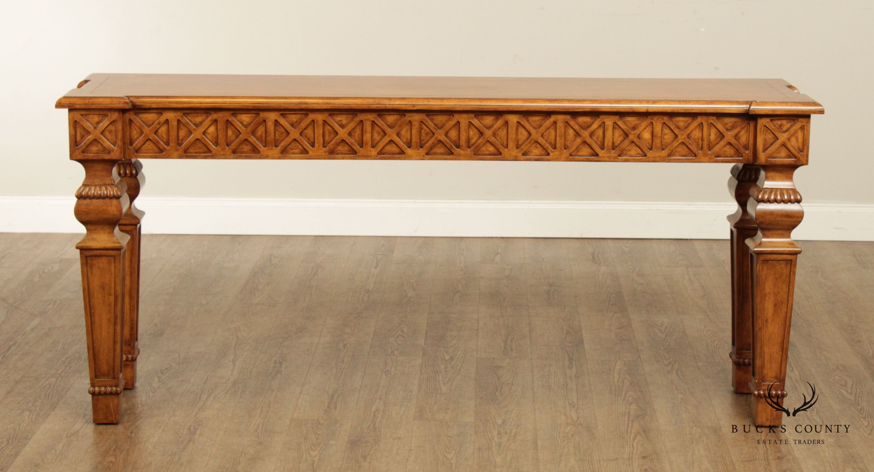 French Neoclassical Style Long Carved Wood Console