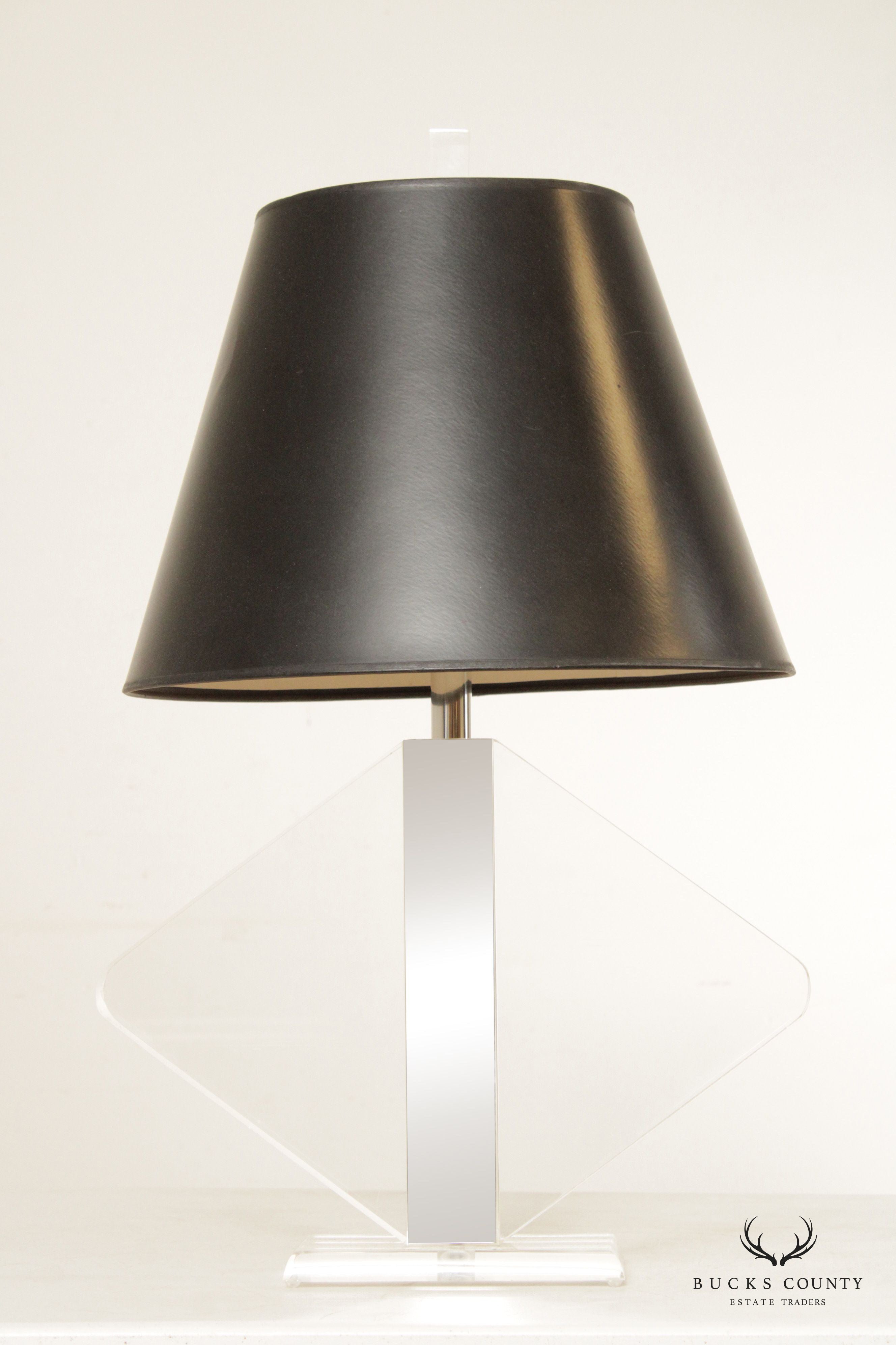 George Bullio Post Modern Chrome and Lucite Table Lamp