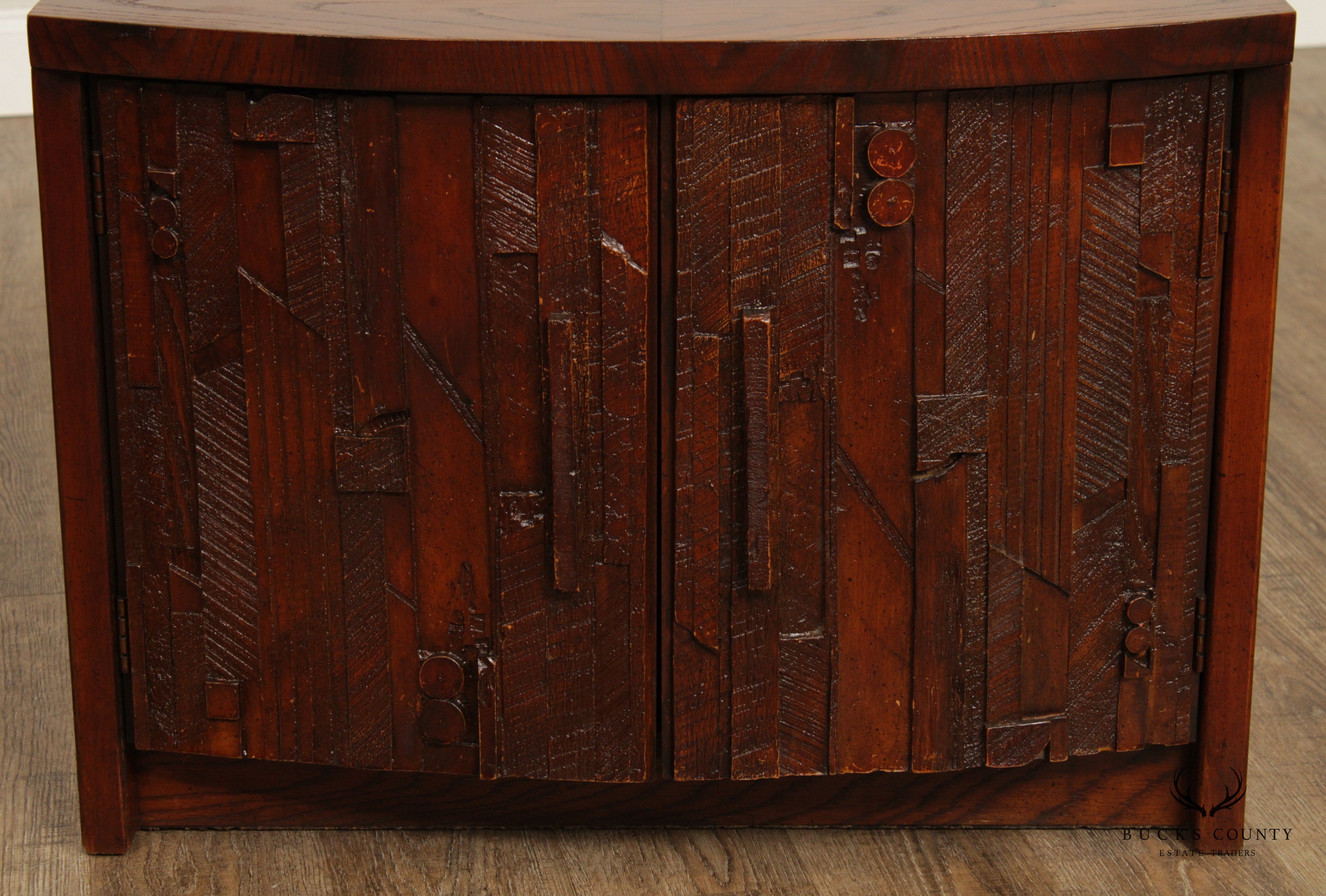 Lane Mid Century Brutalist Pair Pueblo Cabinet  Nightstands