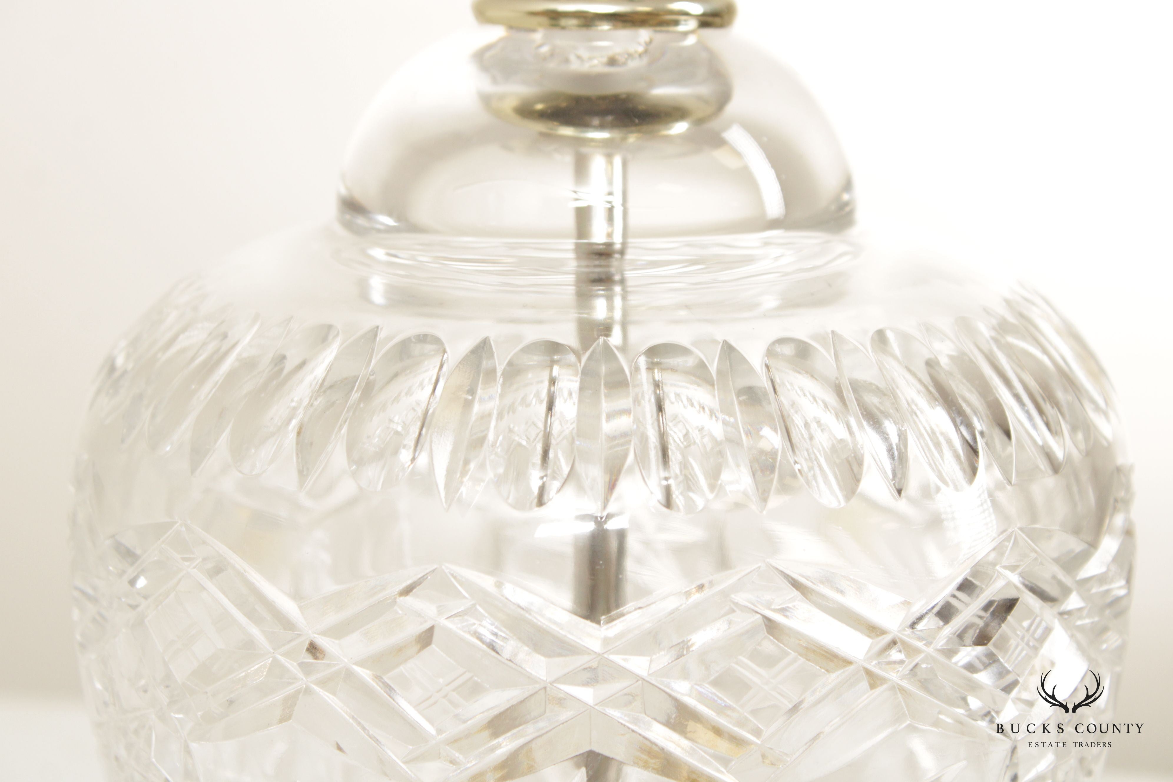 Vintage Pair of Brass and Cut Glass Vasiform Table Lamps