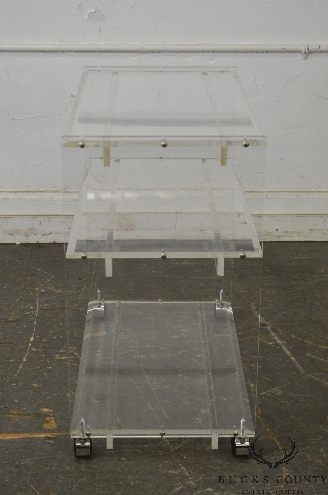 Mid Century Modern Lucite 3 Tier Serving Cart