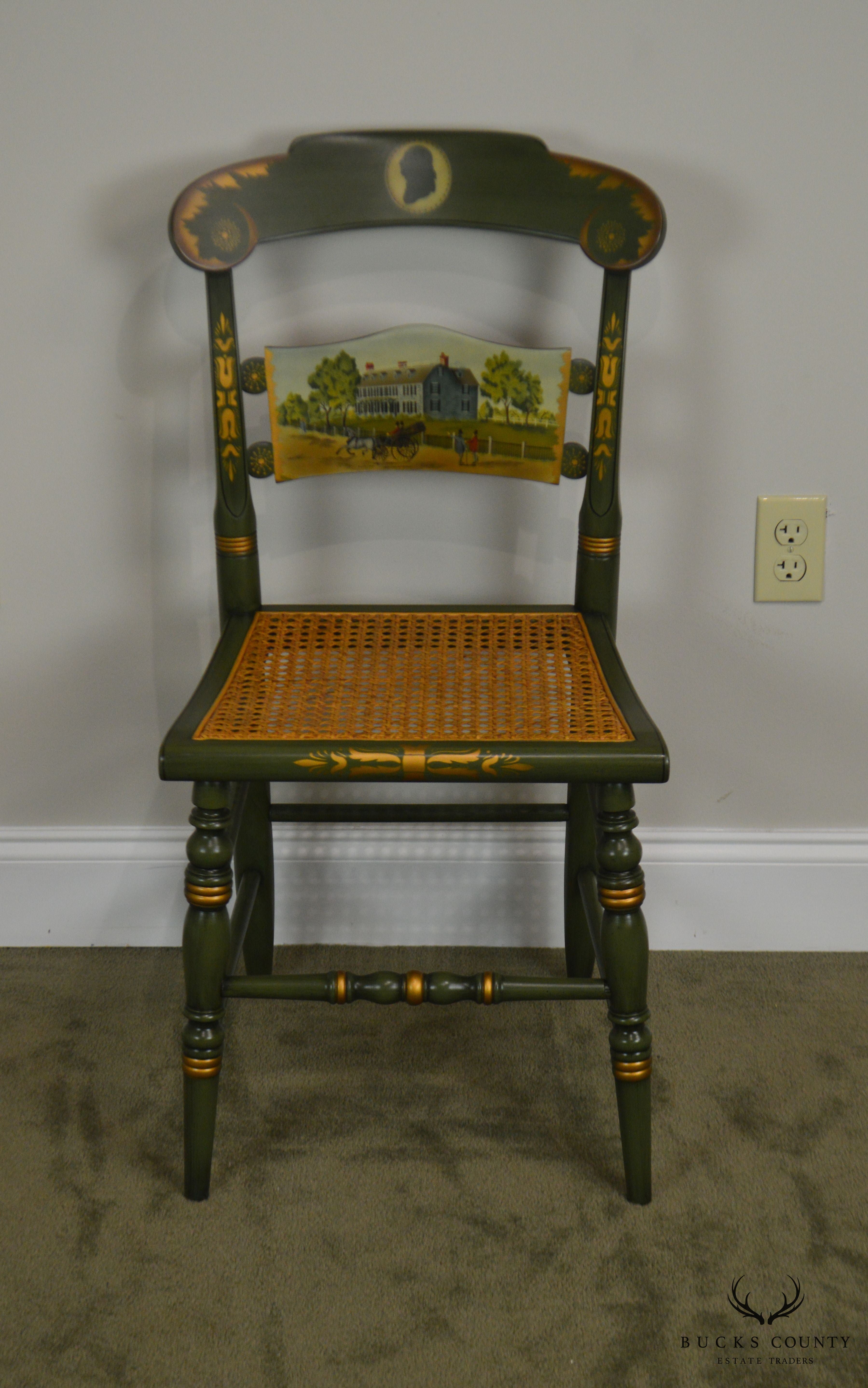 Hitchcock The Adams Old House Limited Edition Hand Painted Pair Side Chairs (C)