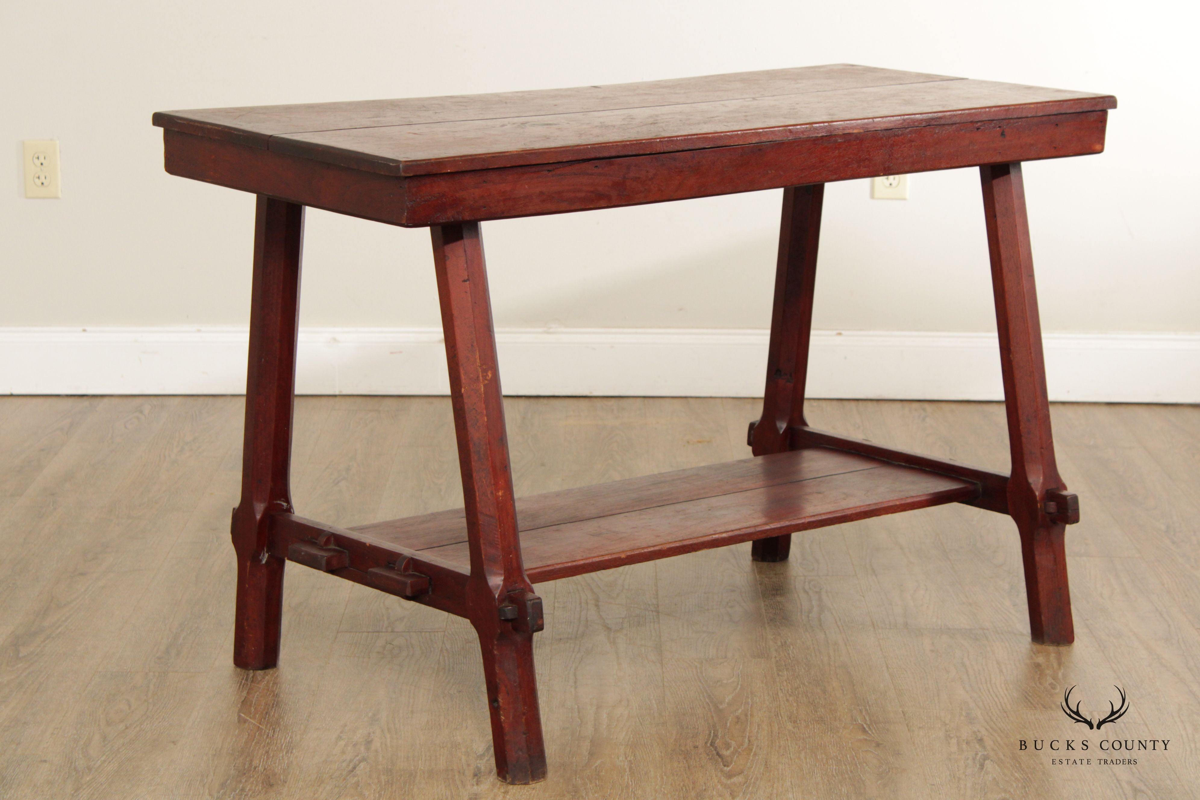 Arts & Crafts Antique Two-Tier Library or Work Table