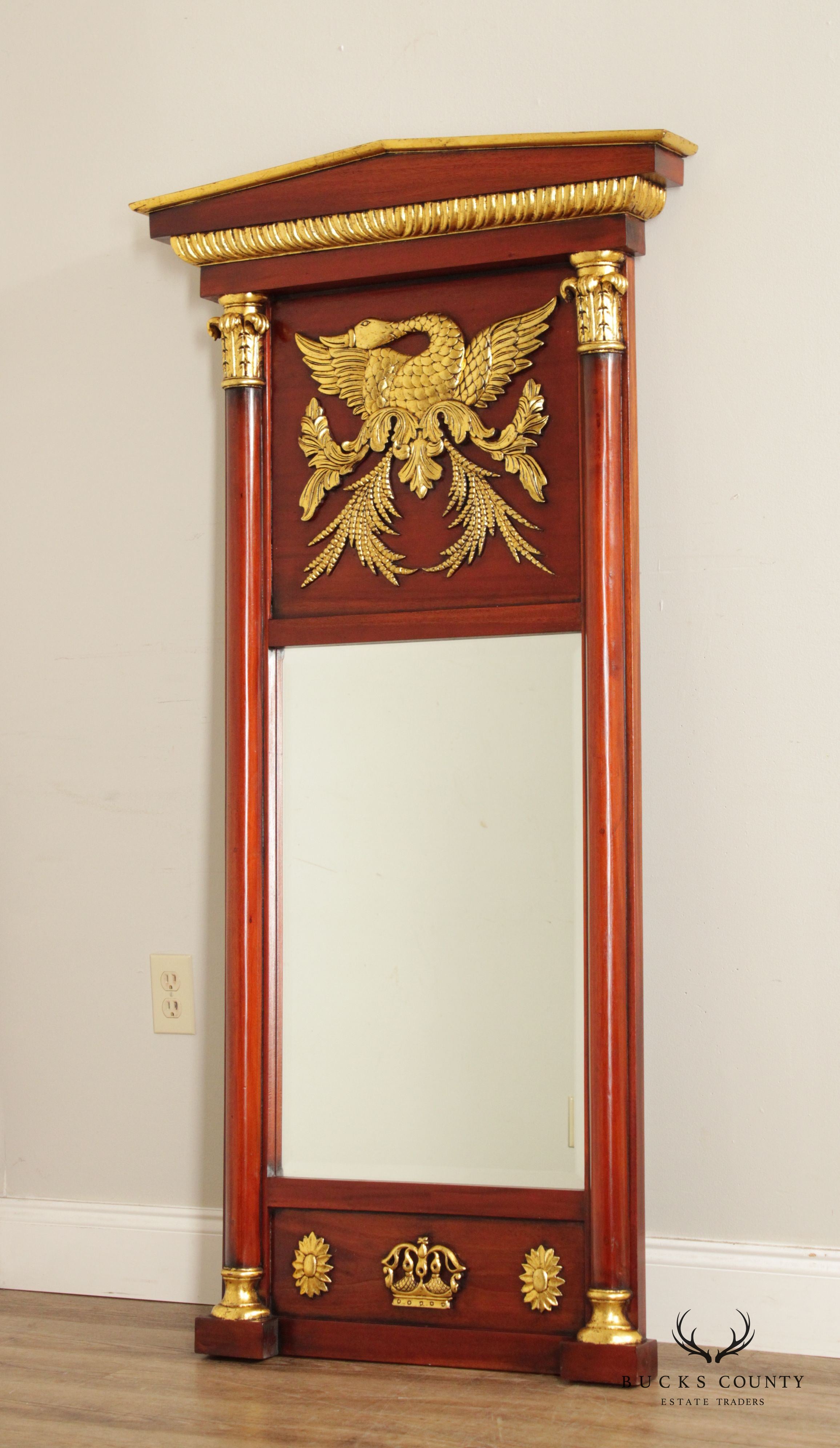 Federal Style Mahogany Partial Gilt Trumeau Mirror
