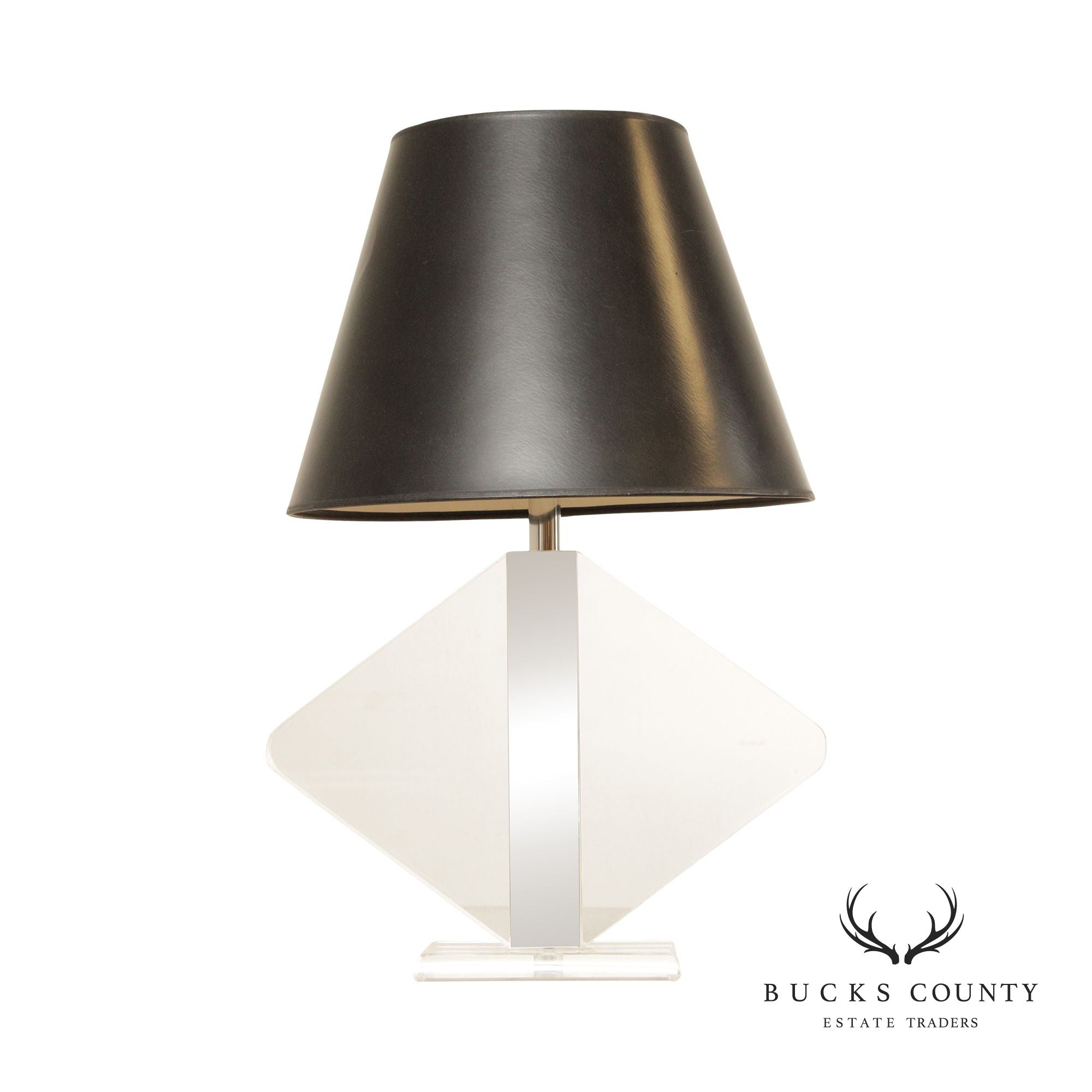 George Bullio Post Modern Chrome and Lucite Table Lamp