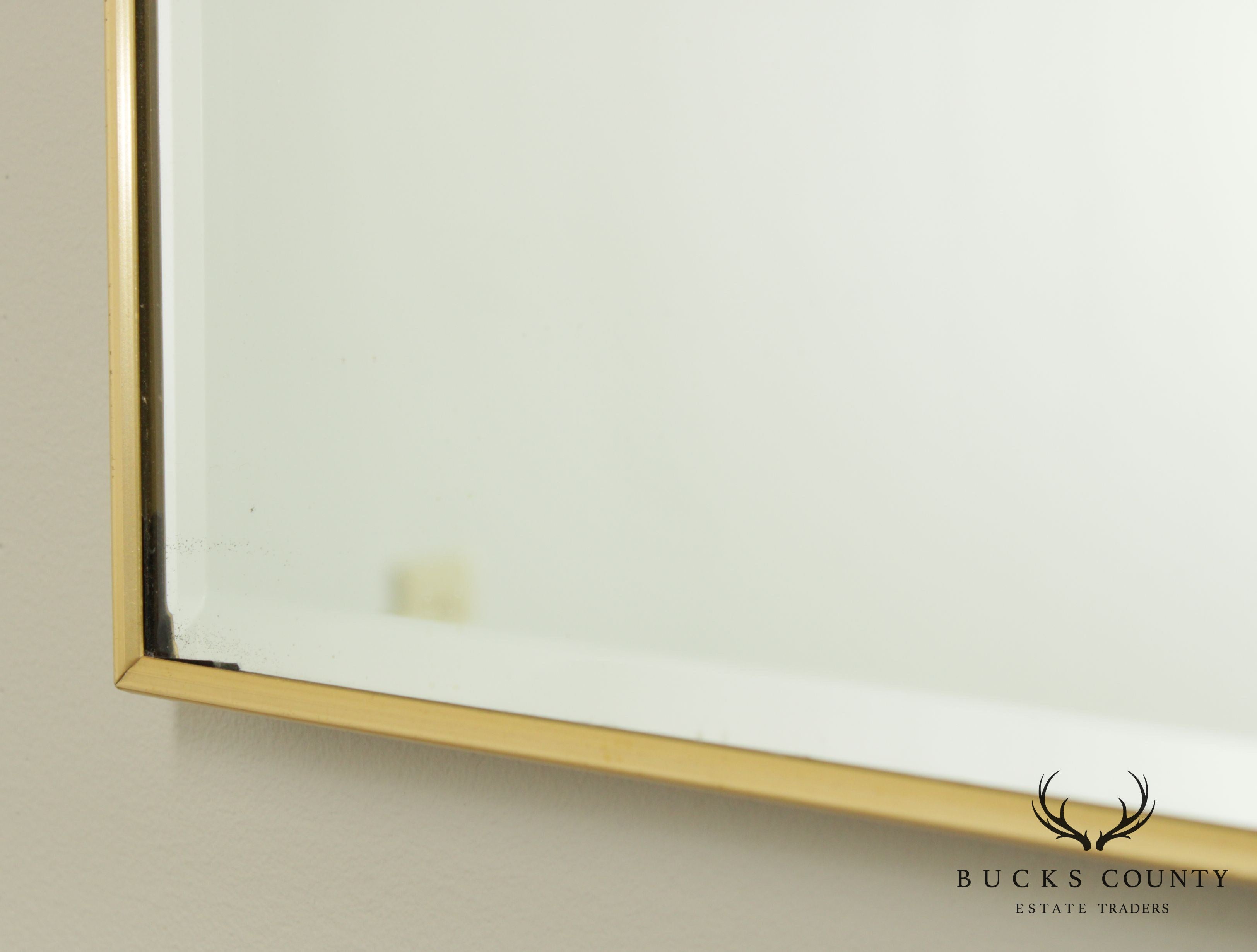 Mid Century Modern Brushed Brass Beveled Wall Mirror