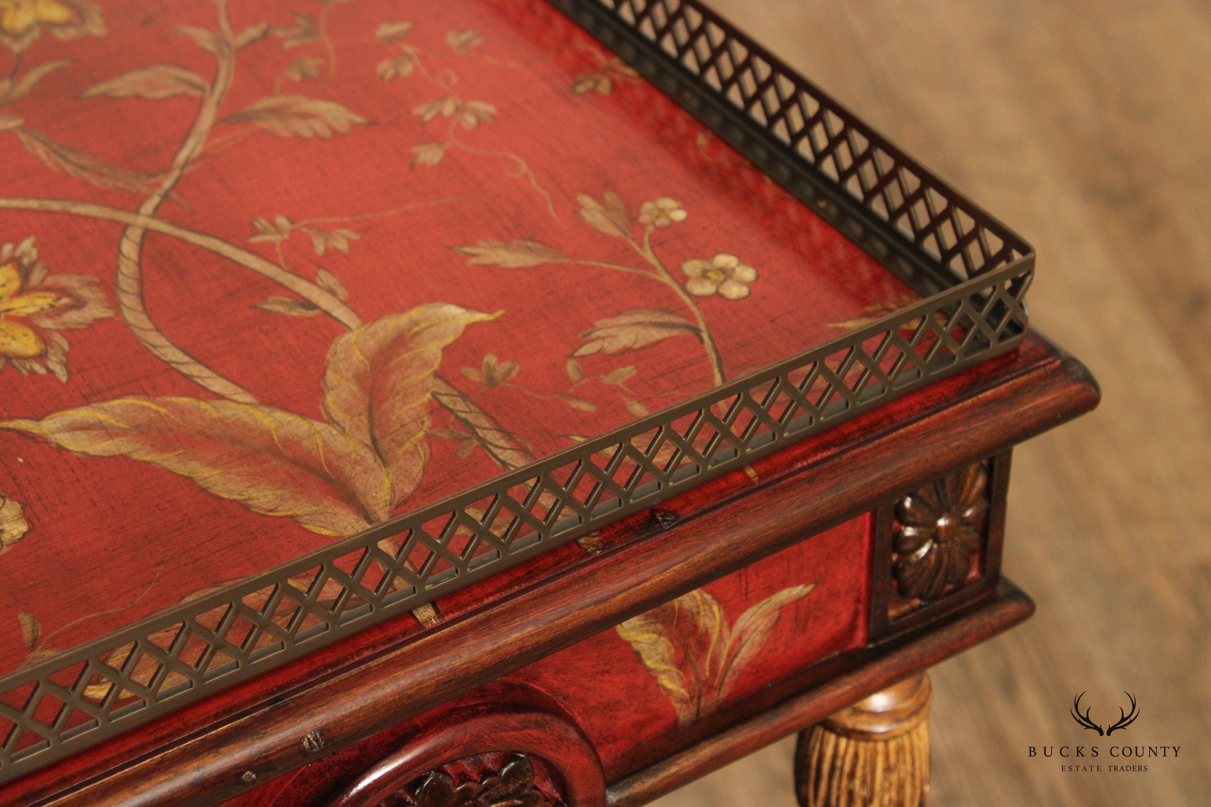 Chinoiserie Style Painted 3-Tier Side Table