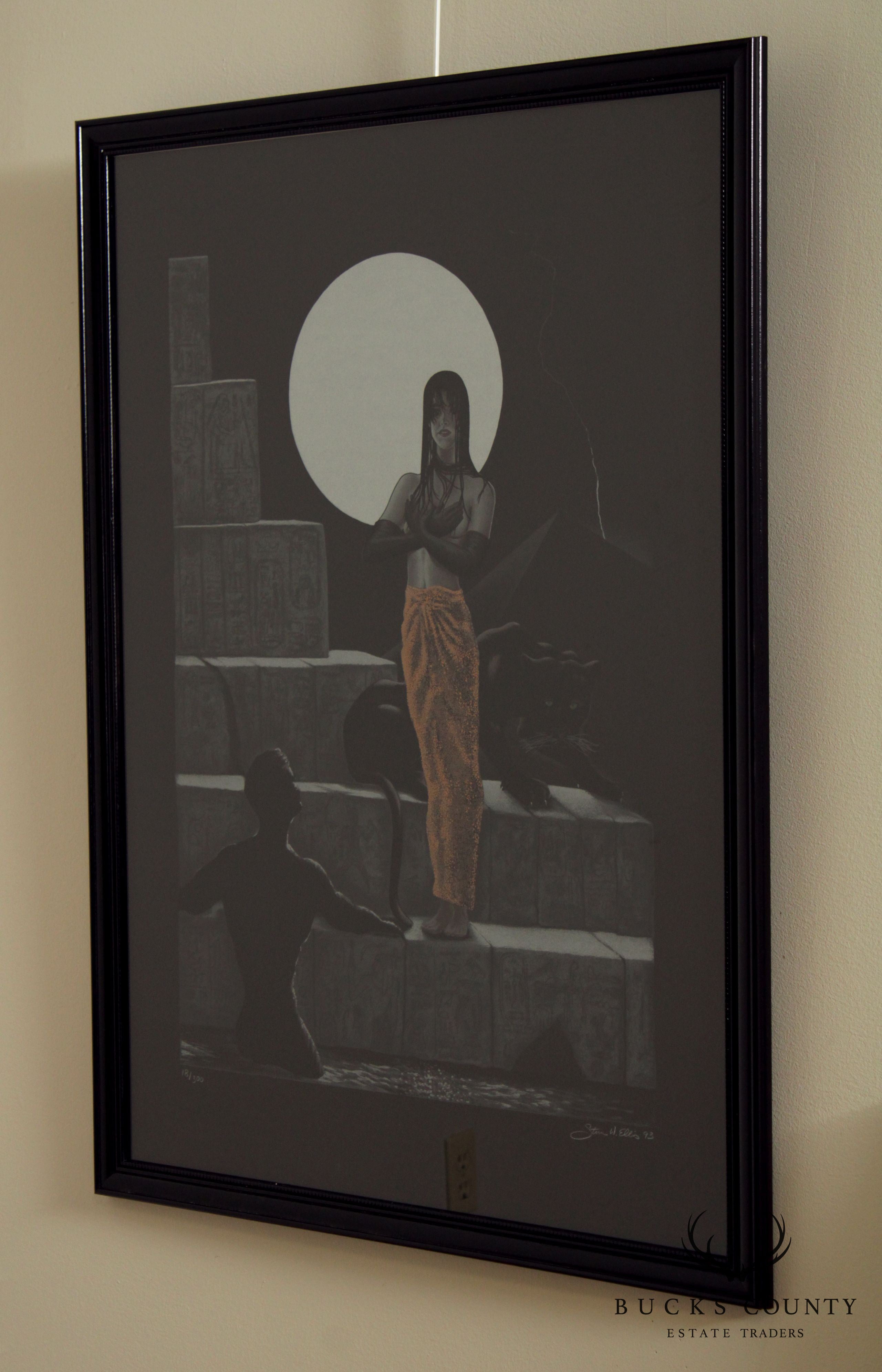 Steve W. Ellis Original Surreal Fantasy Print, Custom Framed