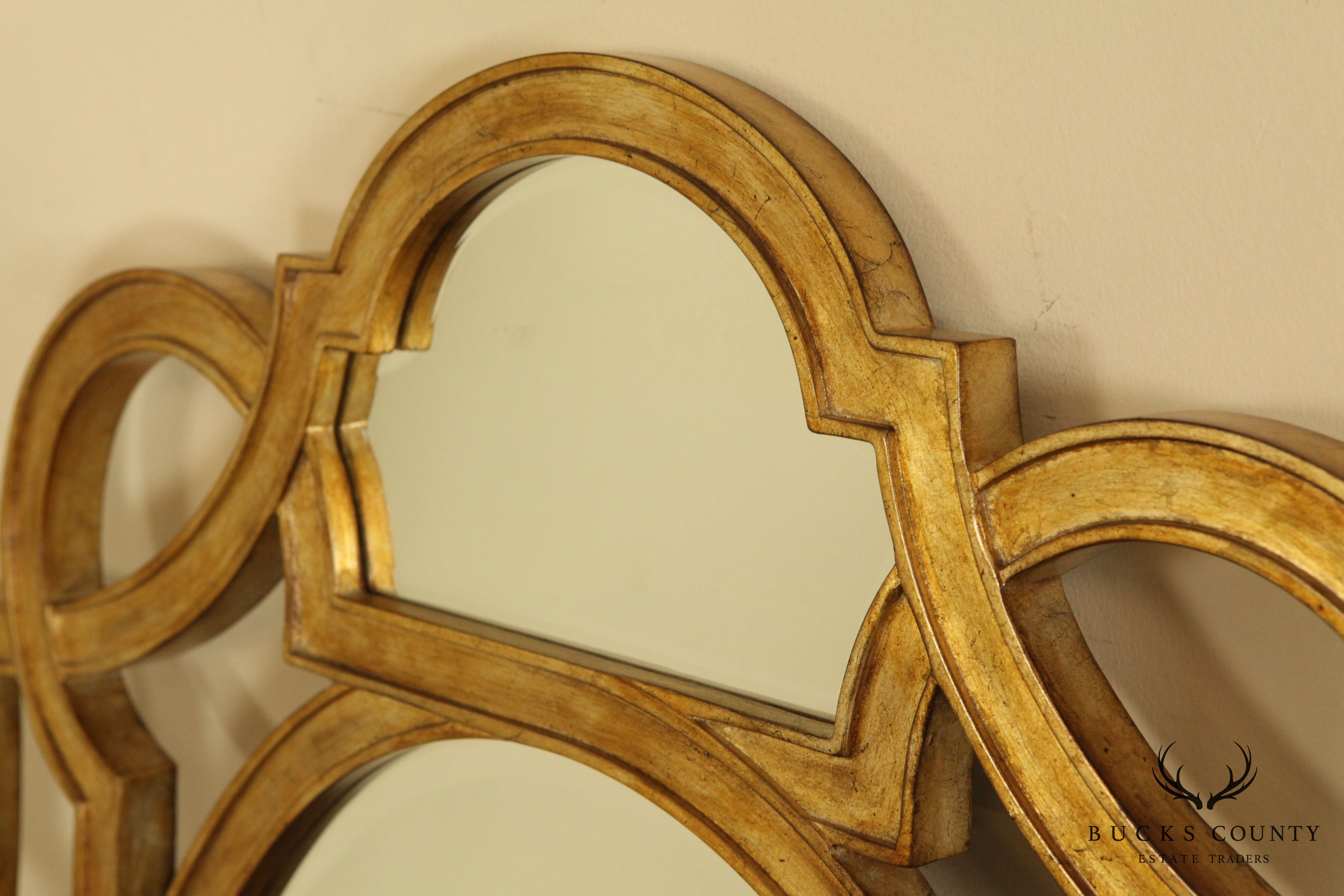 Classic Modern Style Silver Gilt Frame Wall Mirror