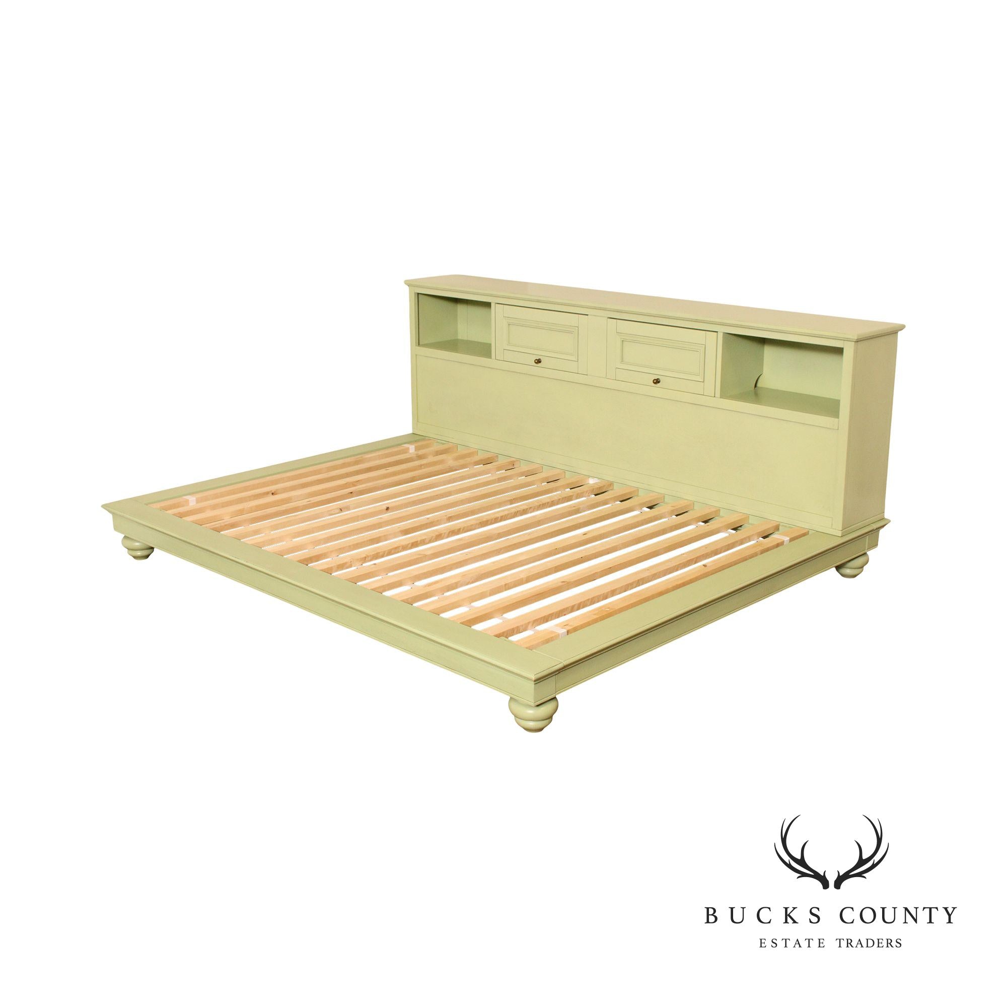Pottery Barn Teen Green Painted King Size Platform Bed