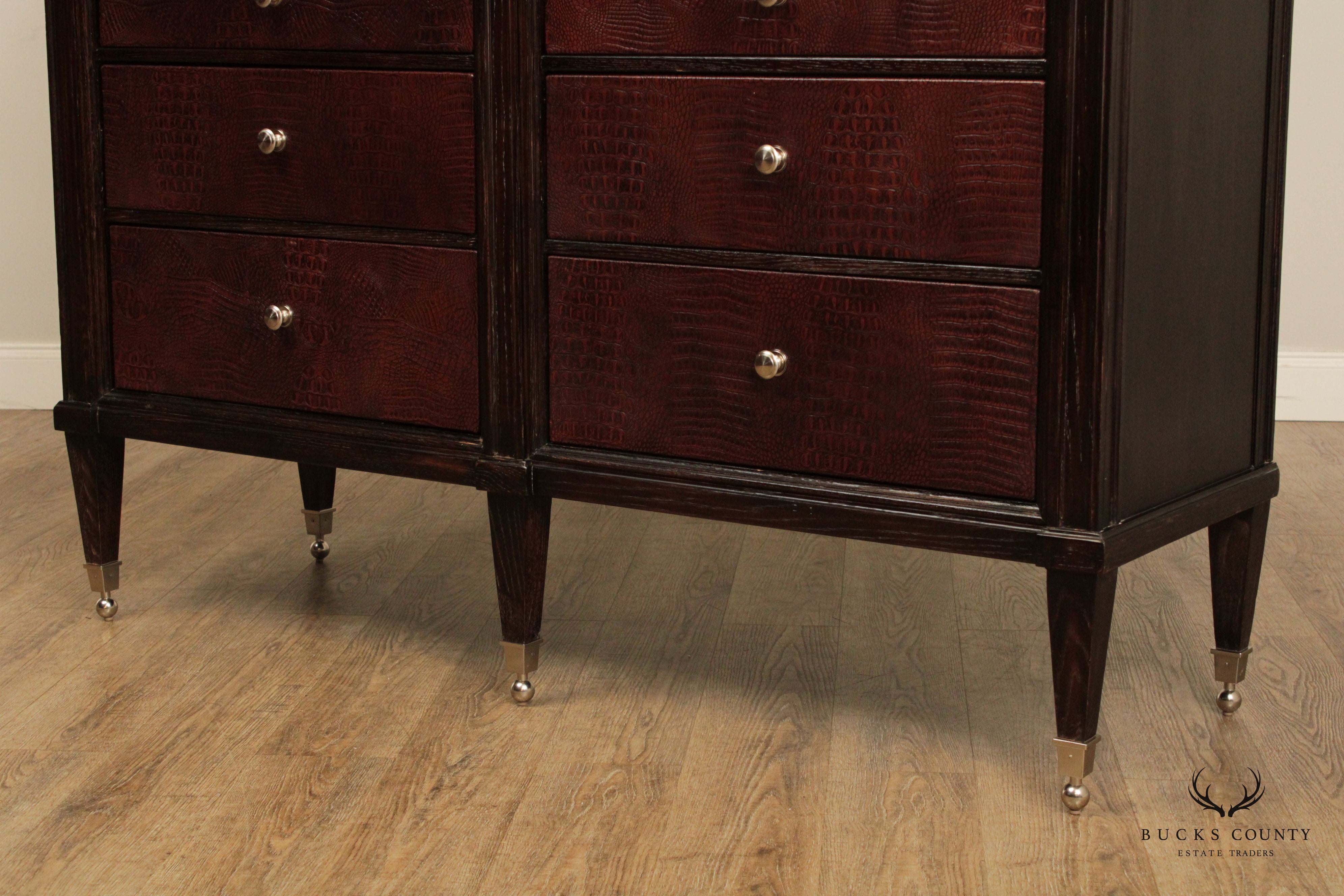 Drexel Heritage Contemporary Style Faux Alligator Haberdashery Chest