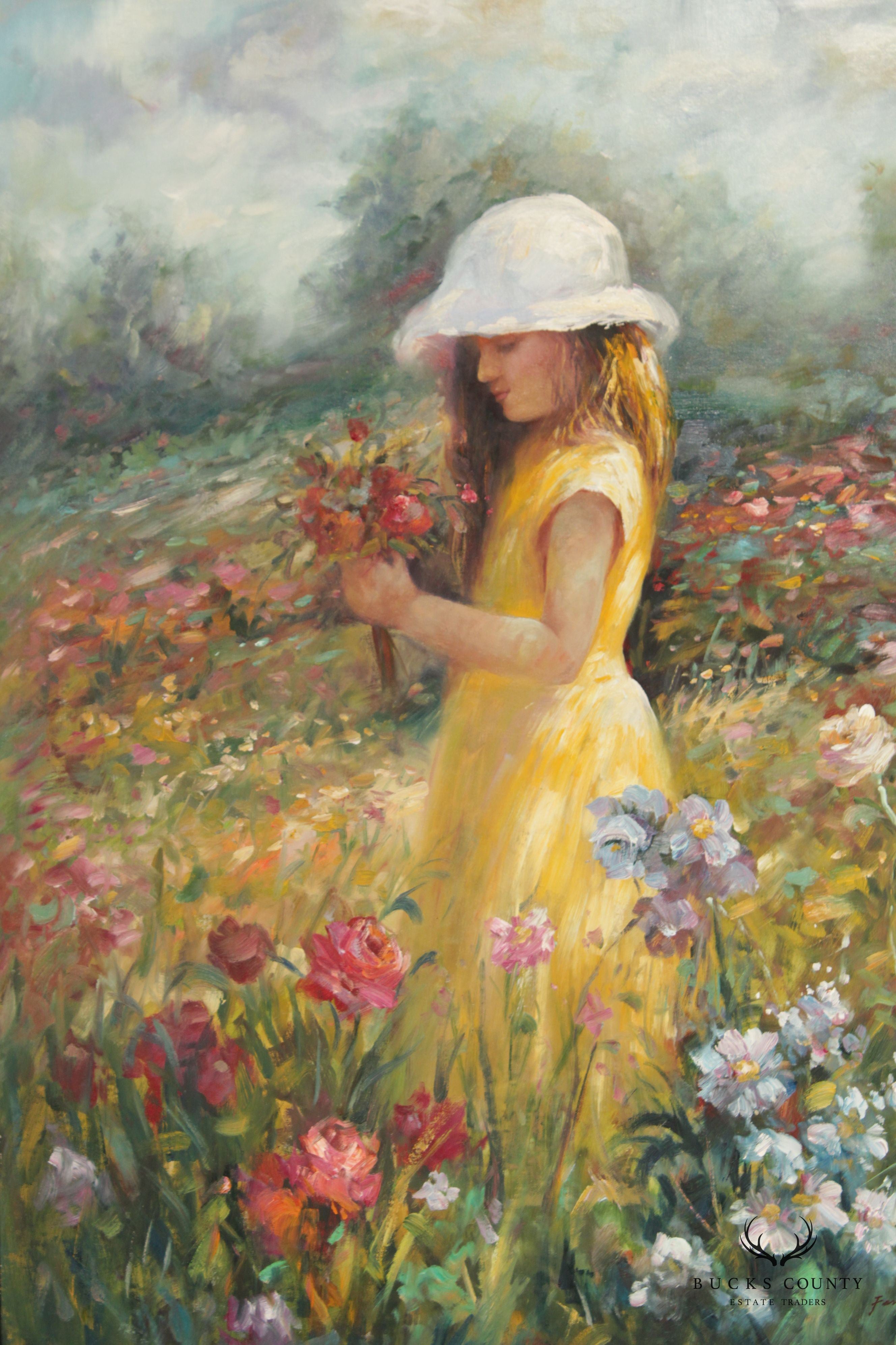 Impressionist Style 'Nature's Child' Original Oil Painting, Signed 'Fergus'
