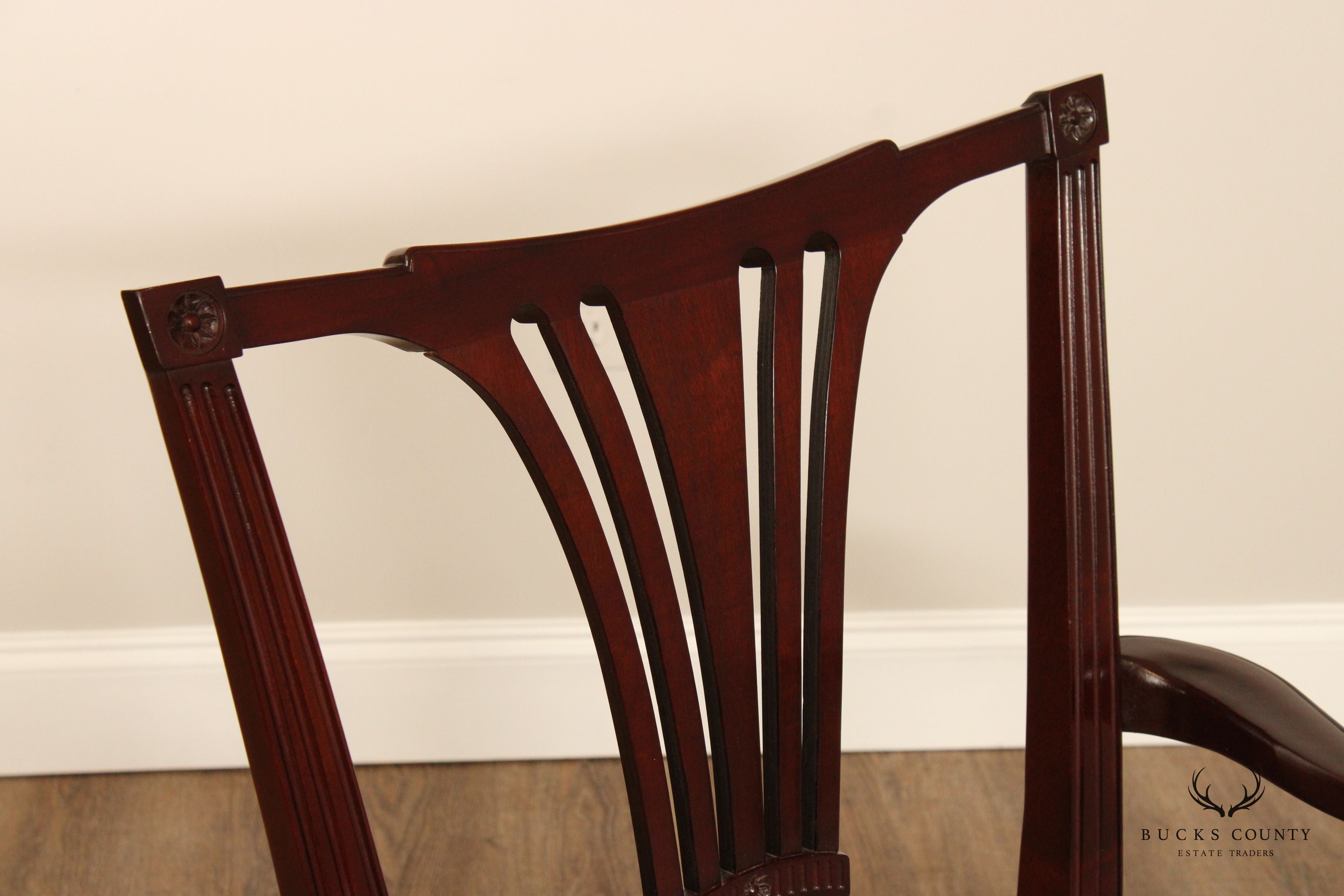 John Widdicomb Chippendale Style Set Six Mahogany Dining Chairs