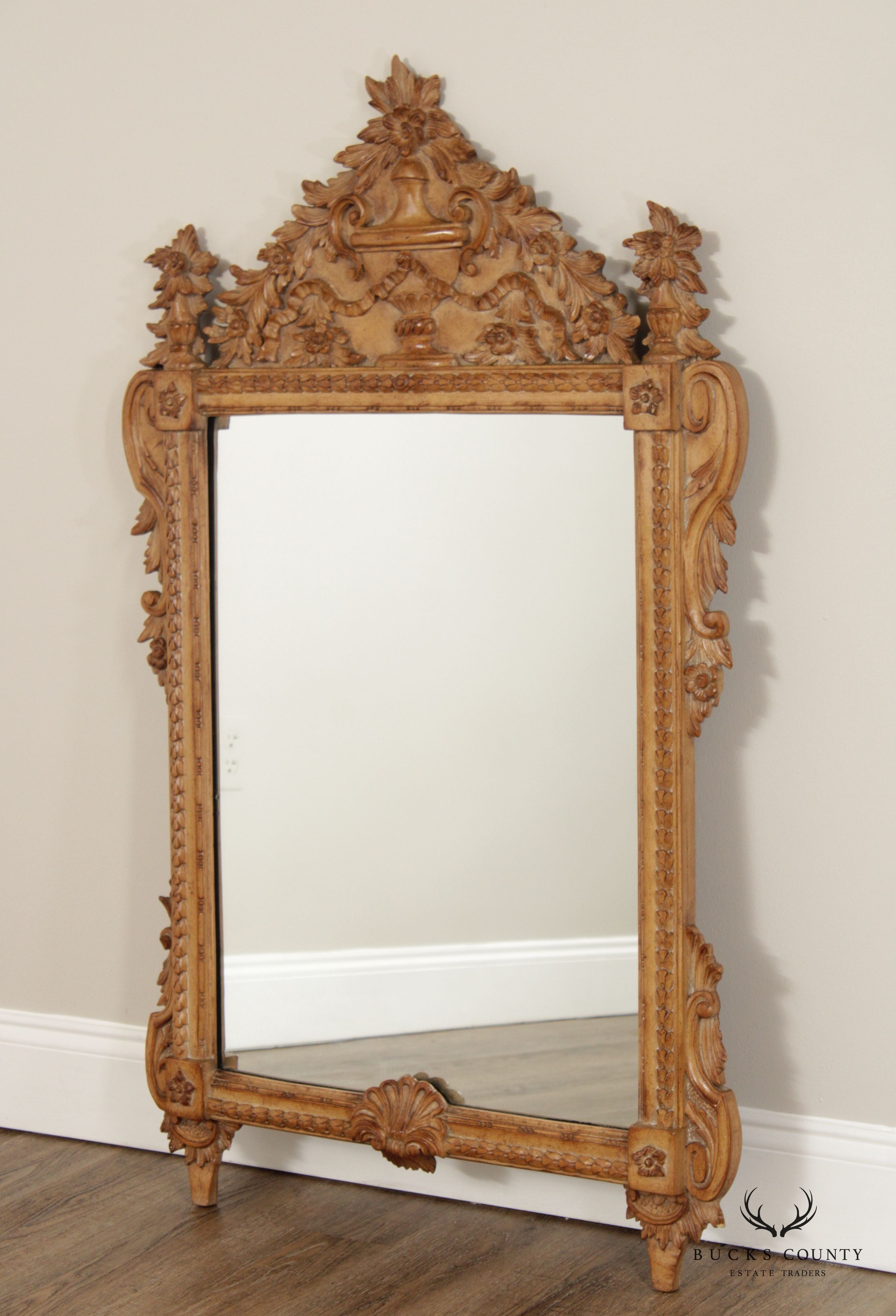 French Louis XVI Style Carved Wall Mirror