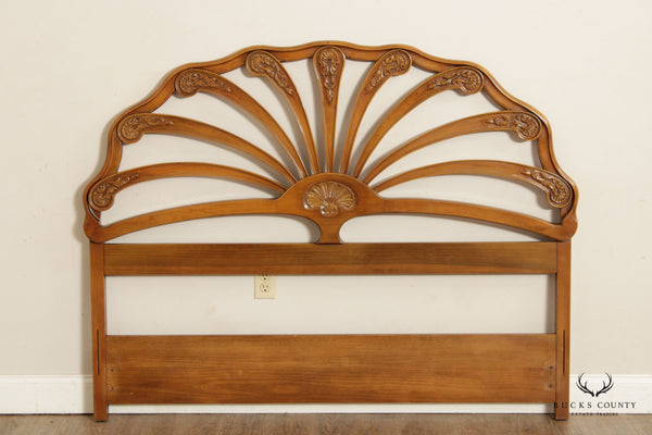 Mid Century Art Nouveau Style Carved Queen Size Headboard