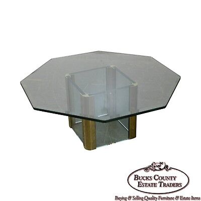 Leon Rosen for Pace Brass & Glass Octagonal Top Coffee Table