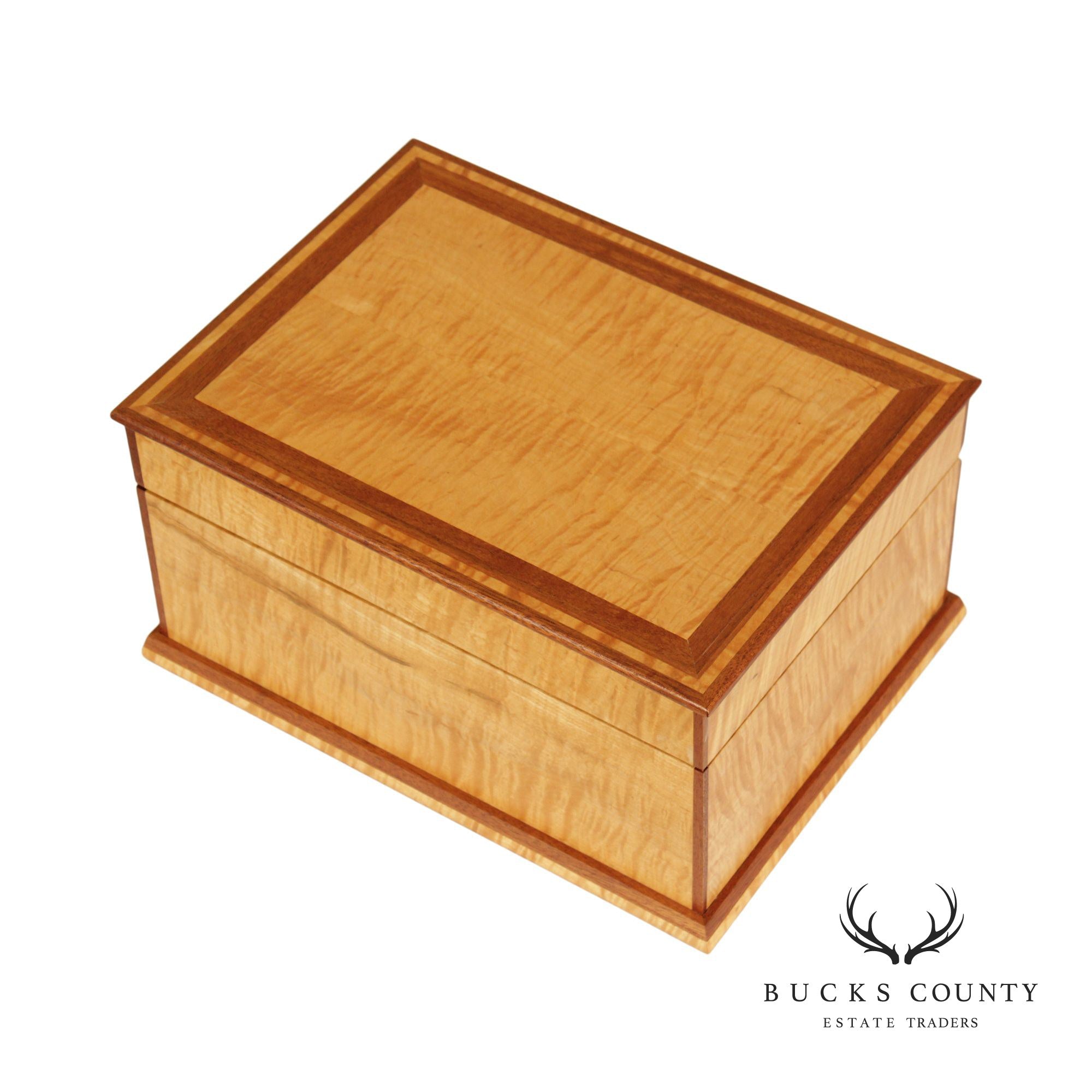 Hand Crafted Inlaid Tiger Maple Cigar Box Humidor