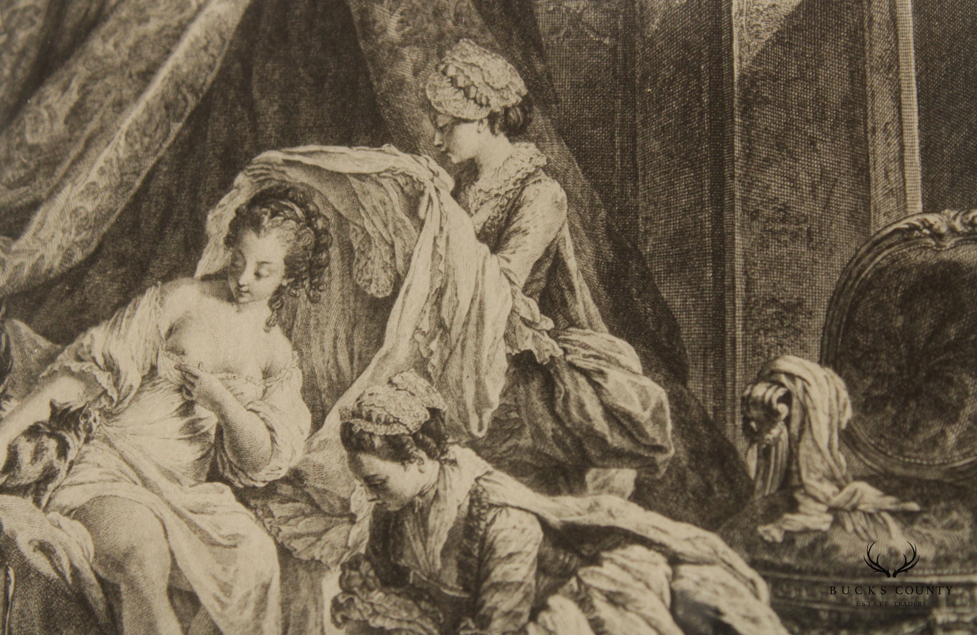 Antique Set 18th French Engravings After Baudouin, Moreau the Younger and Fragonard, Custom Framed