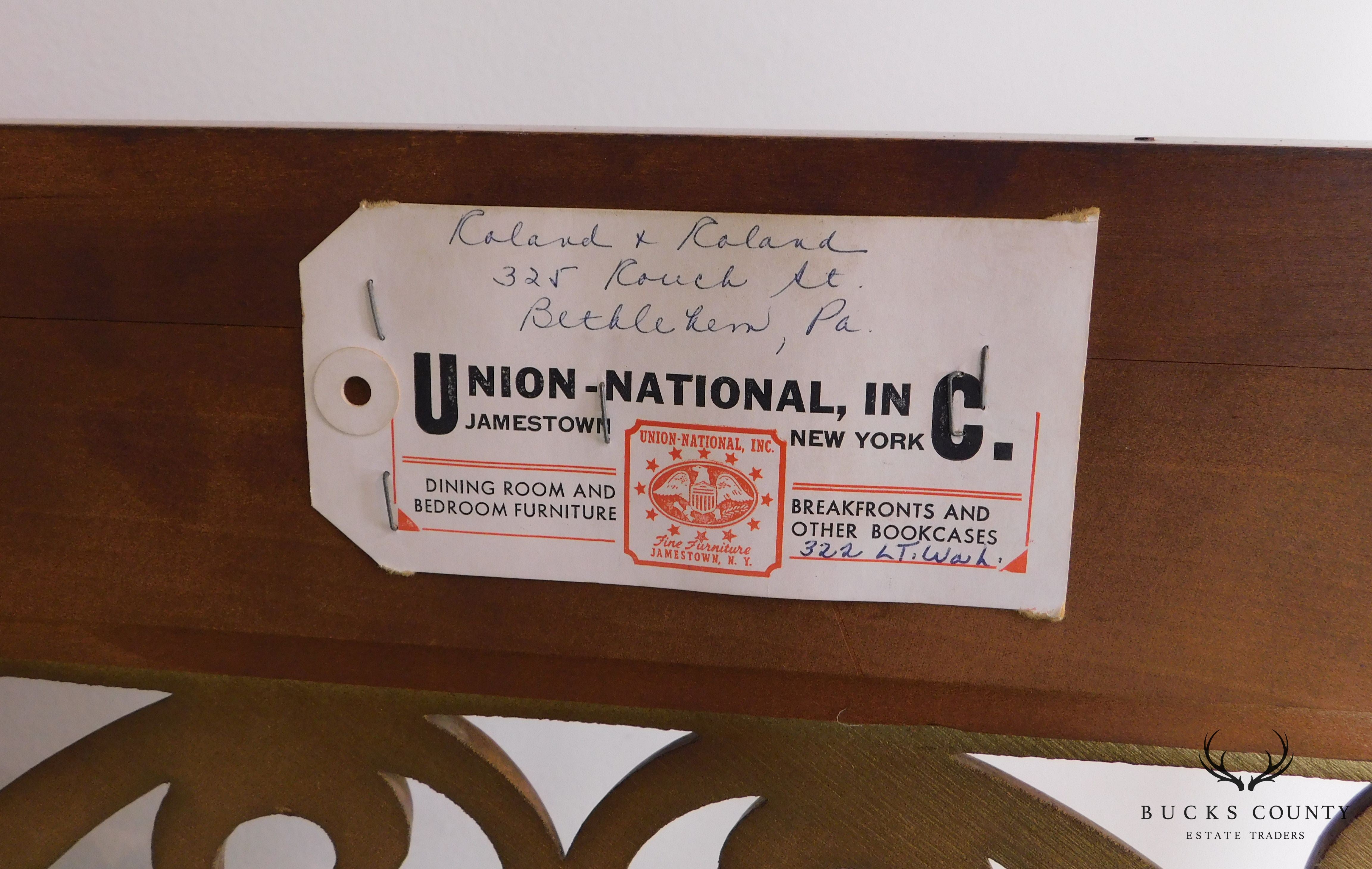 Regency Style Partial Gilt Reticulated Panel Trumeau Mirror by Union National