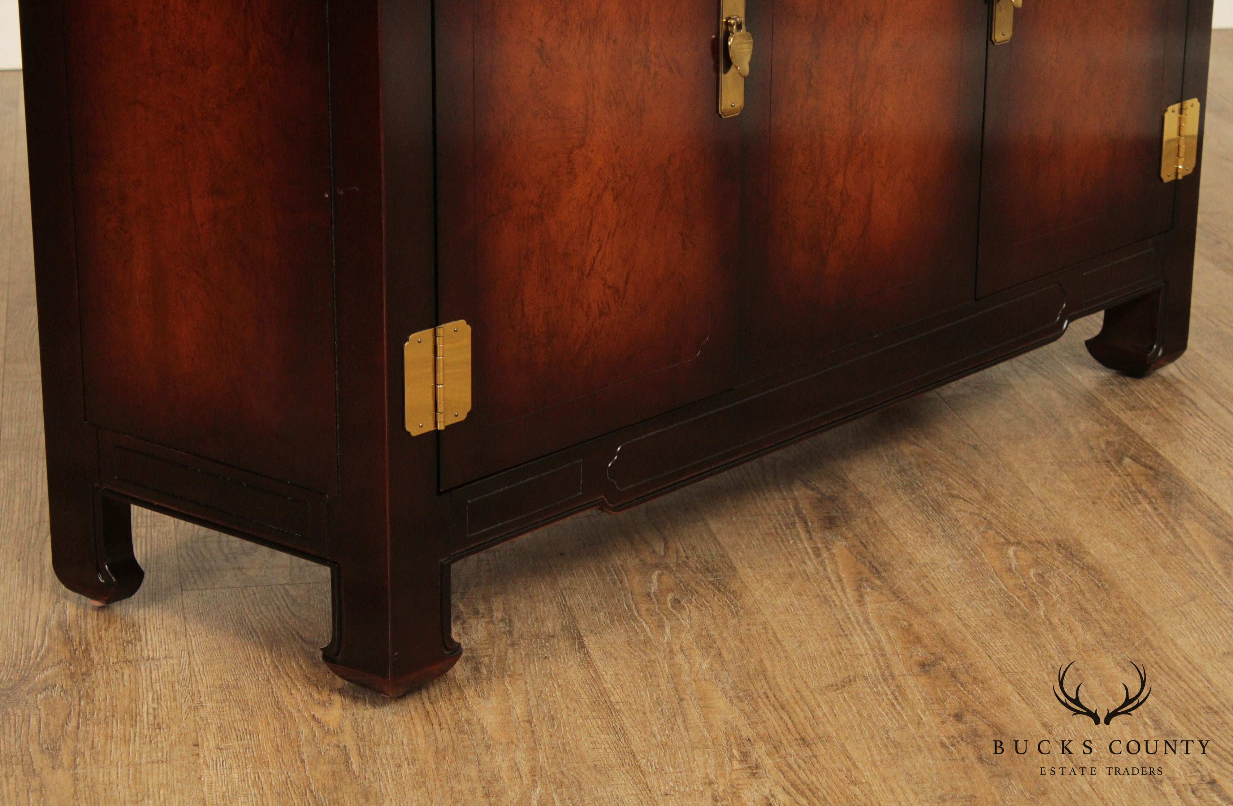 American of Martinsville Mid Century Modern Asian Style Burl Wood Sideboard