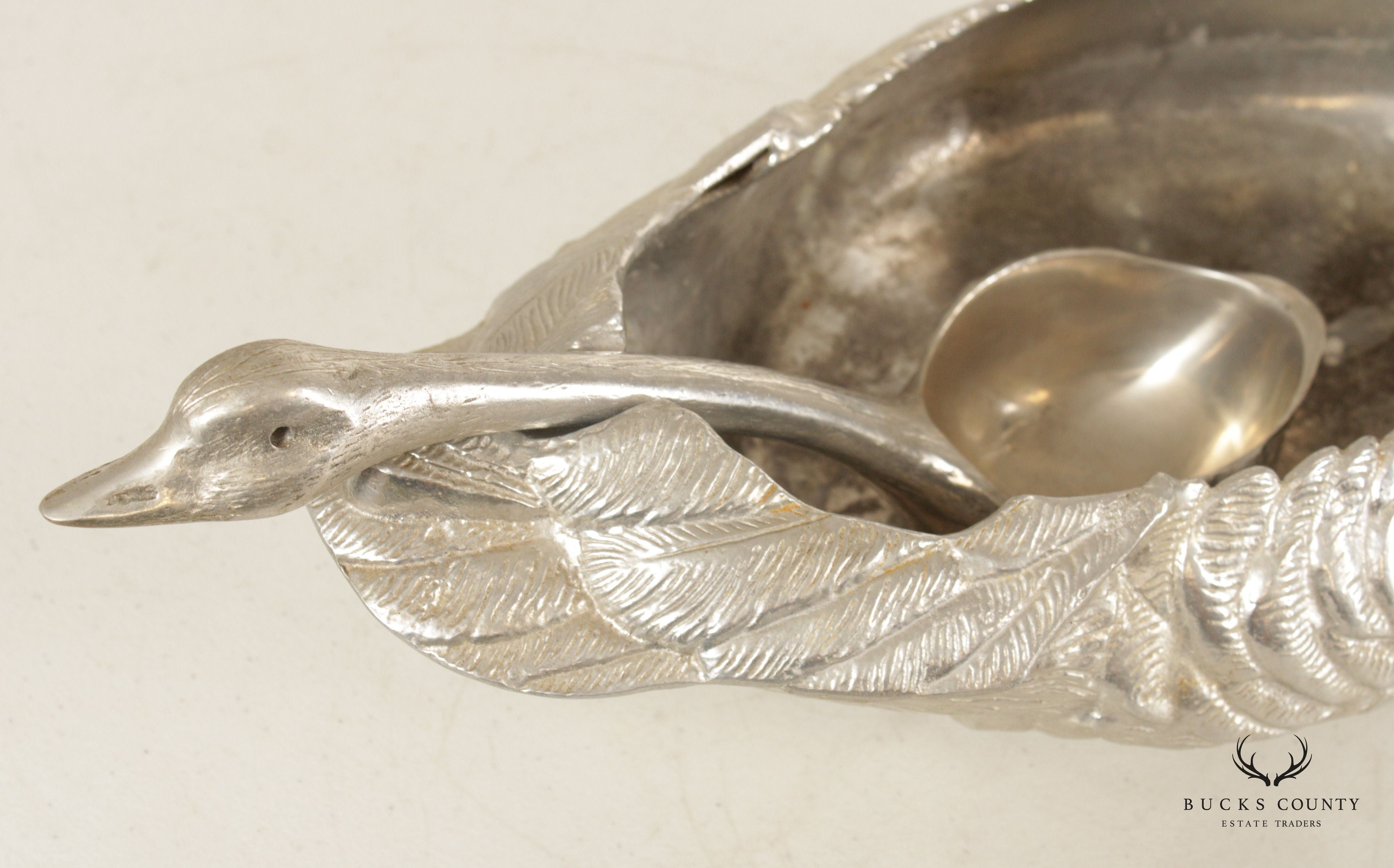 Arthur Court Polished Aluminum Duck Tureen and Ladle
