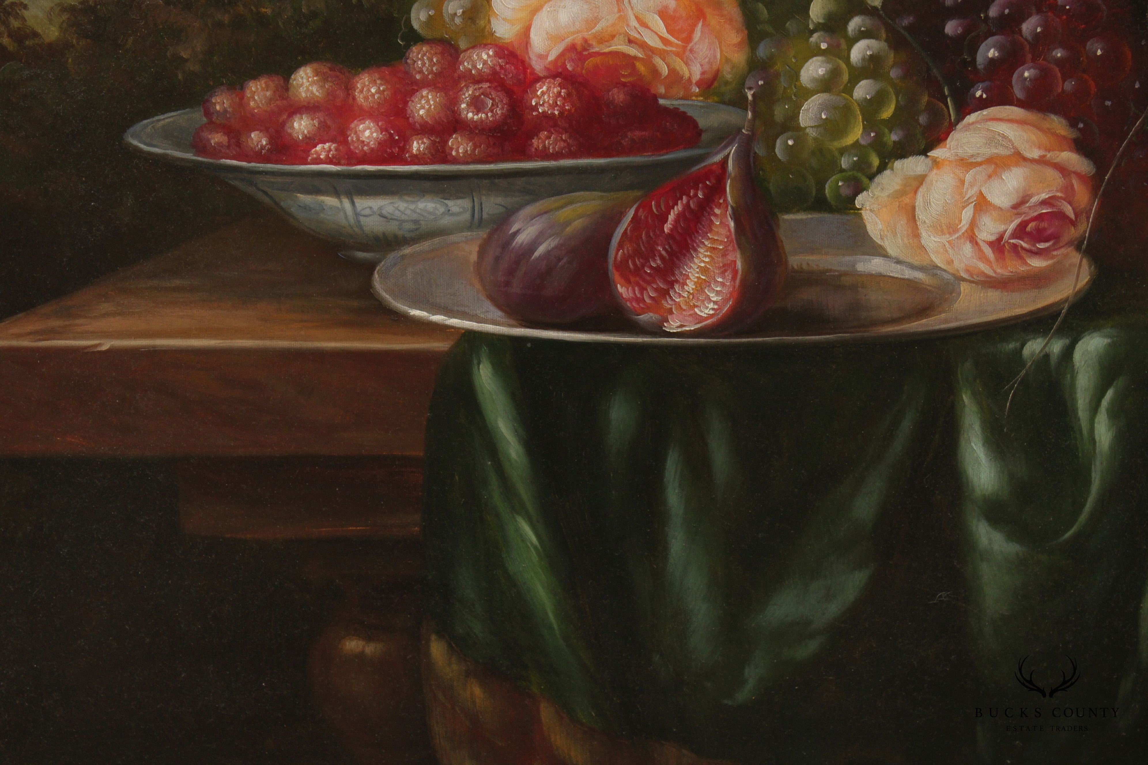 Fruit Still Life Original Oil Painting, Signed 'Schroter'
