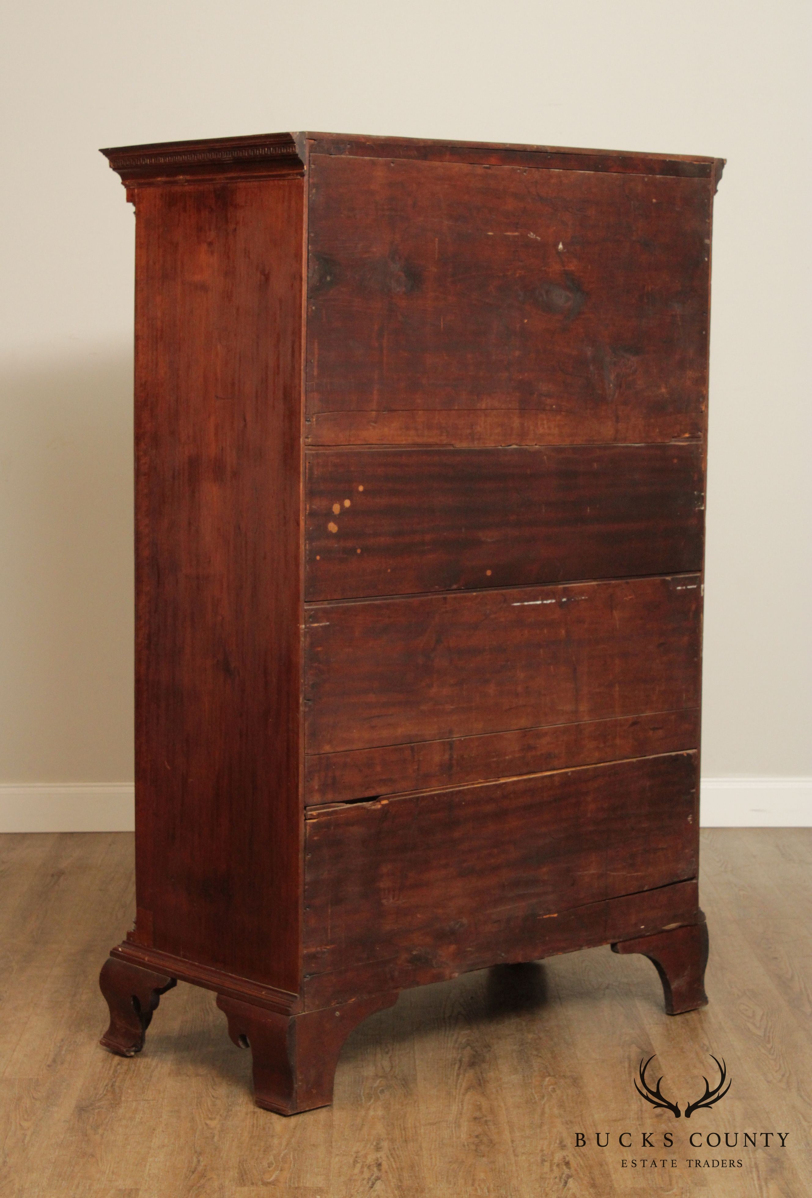 Antique 18th Century American Chippendale Style Mahogany High Chest