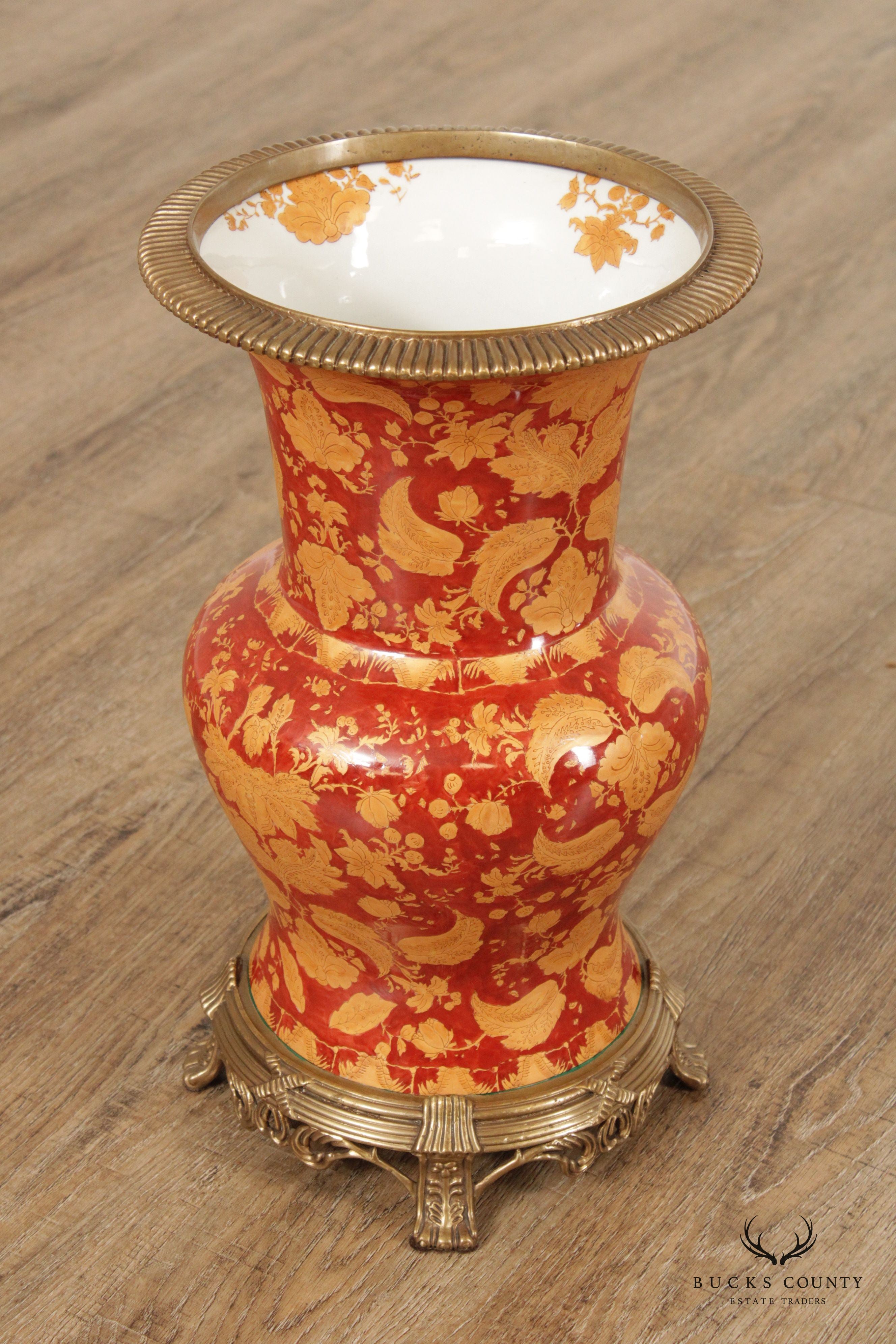 Mark Roberts Asian Inspired Bronze and Porcelain Vase